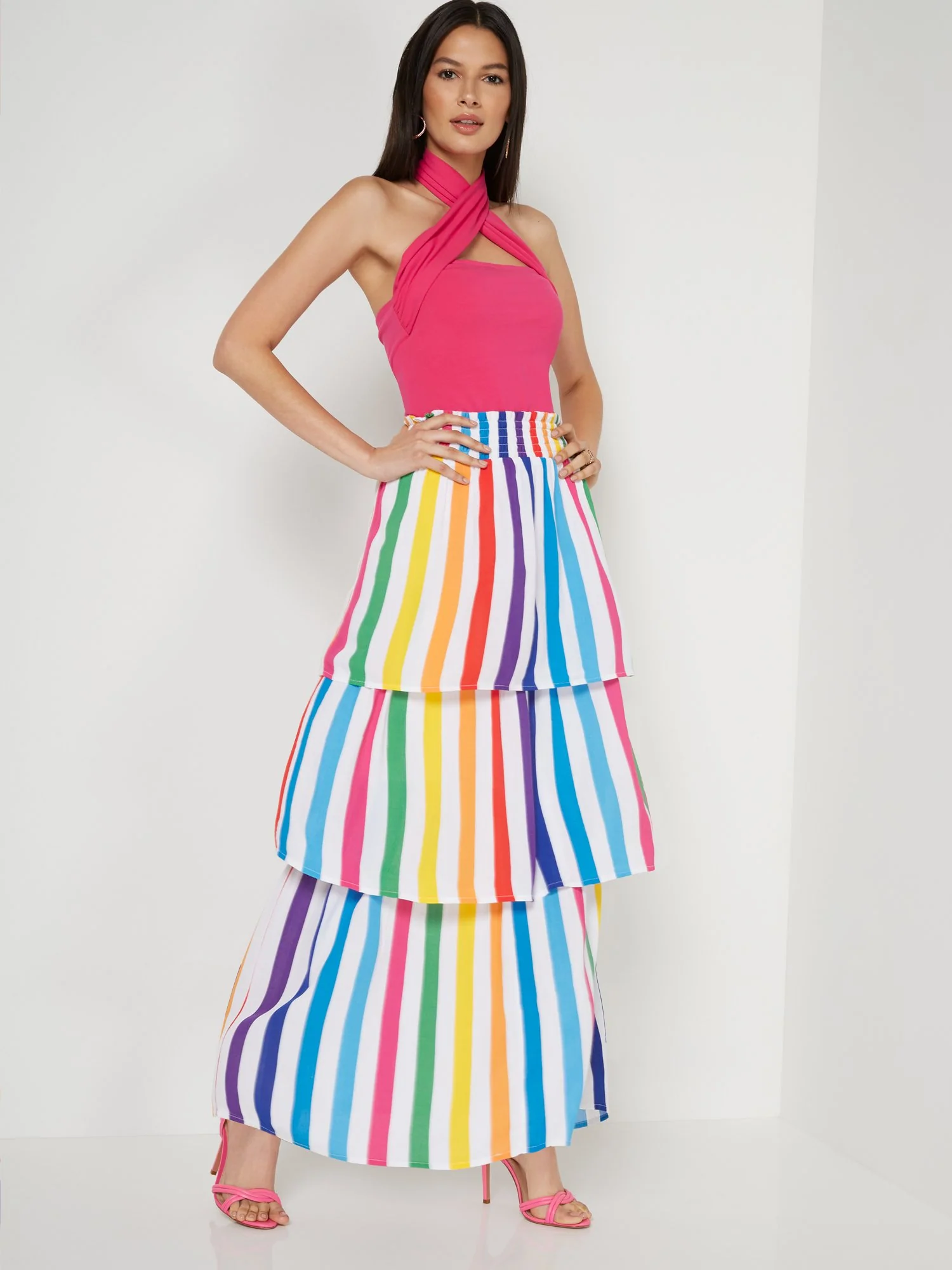 Tiered Stripe Maxi Skirt - Image 4