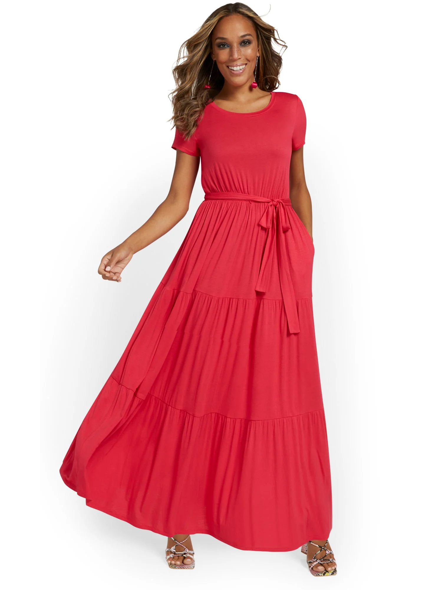 Tiered Tie-Waist Maxi Dress - Image 4