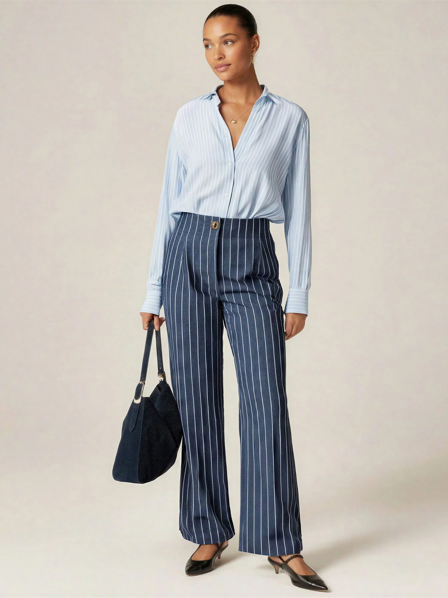 Tilda Pin Stripe Seamless Wide Leg Pant - Image 8