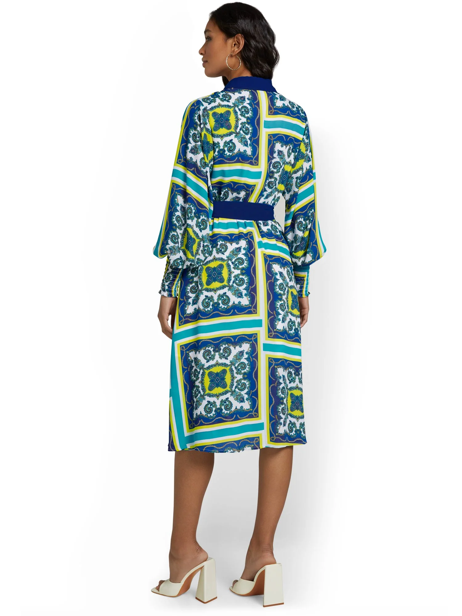 Tile-Print Belted Shirtdress - Image 3