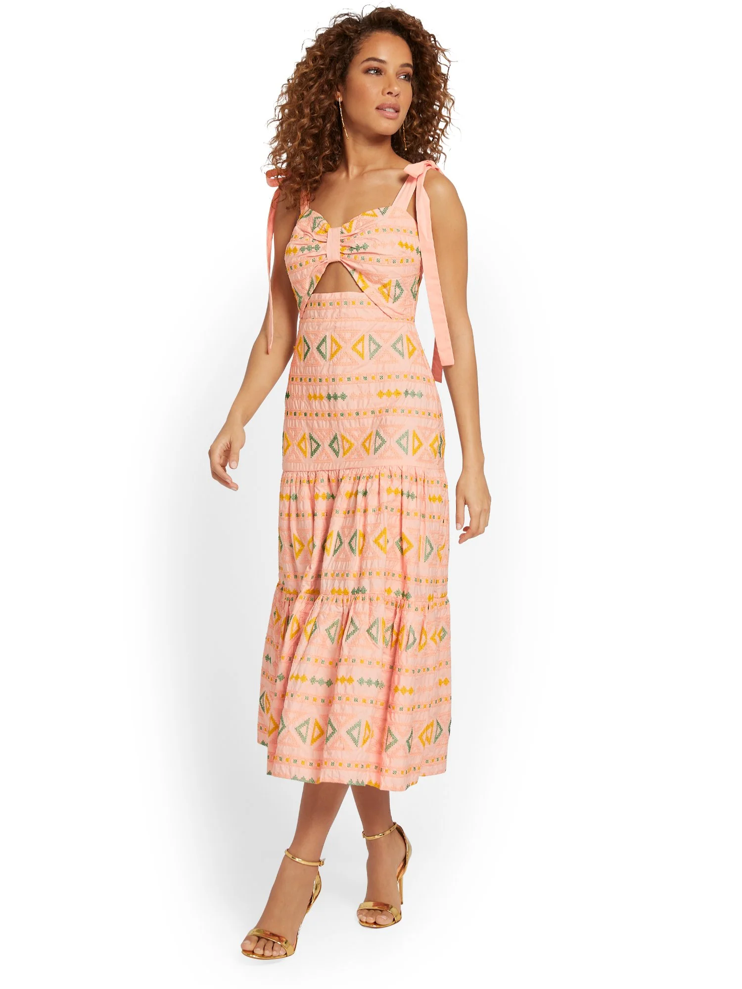 Just Me Tribal-Embroidered Cut-Out Midi Dress - Brands We Love - Image 2