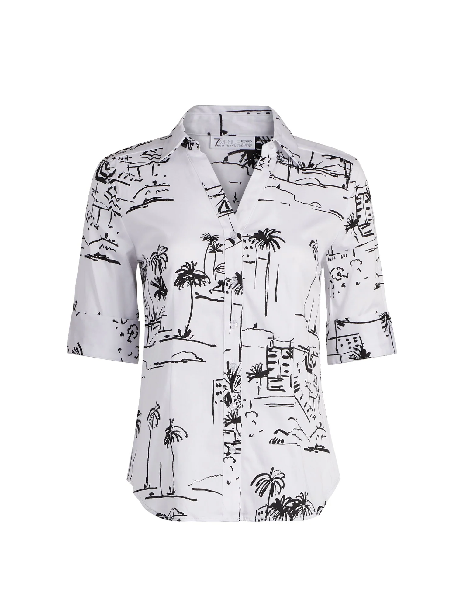 Tropical-Print Madison Stretch Shirt - Secret Snap - 7th Avenue - Image 2