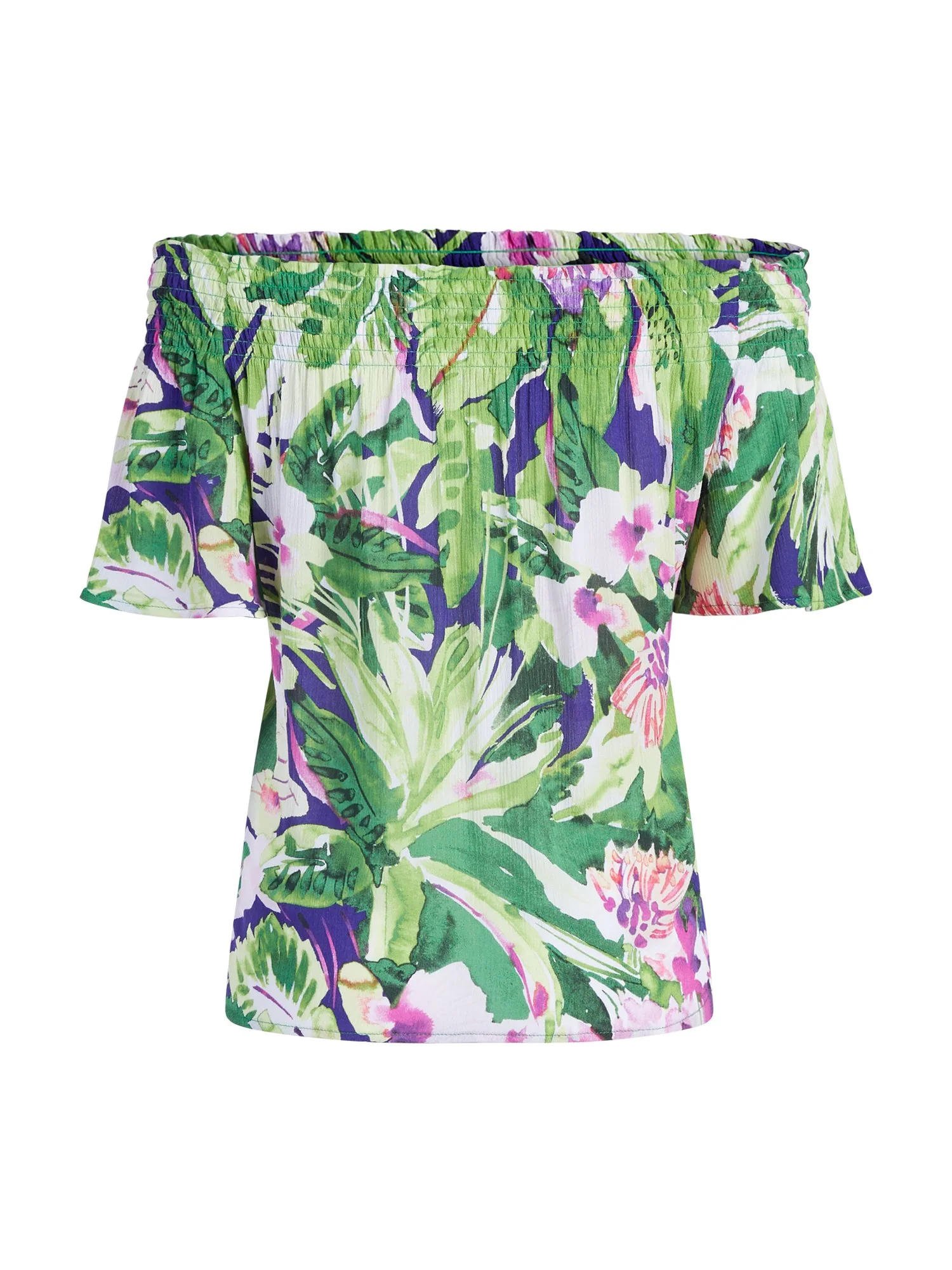 Tropical-Print Off-The-Shoulder Top - Image 3