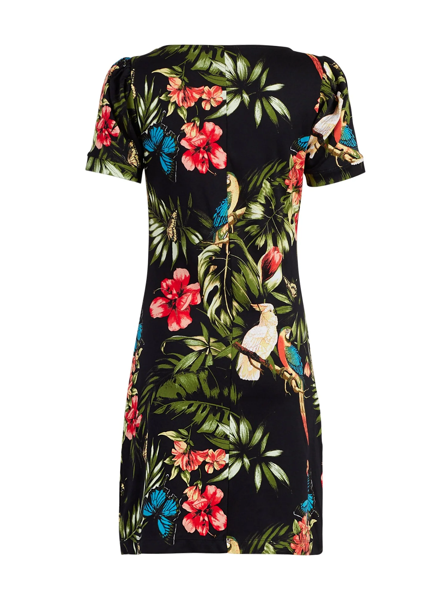 Tropical-Print Puff-Sleeve Cotton Shift Dress - Image 3