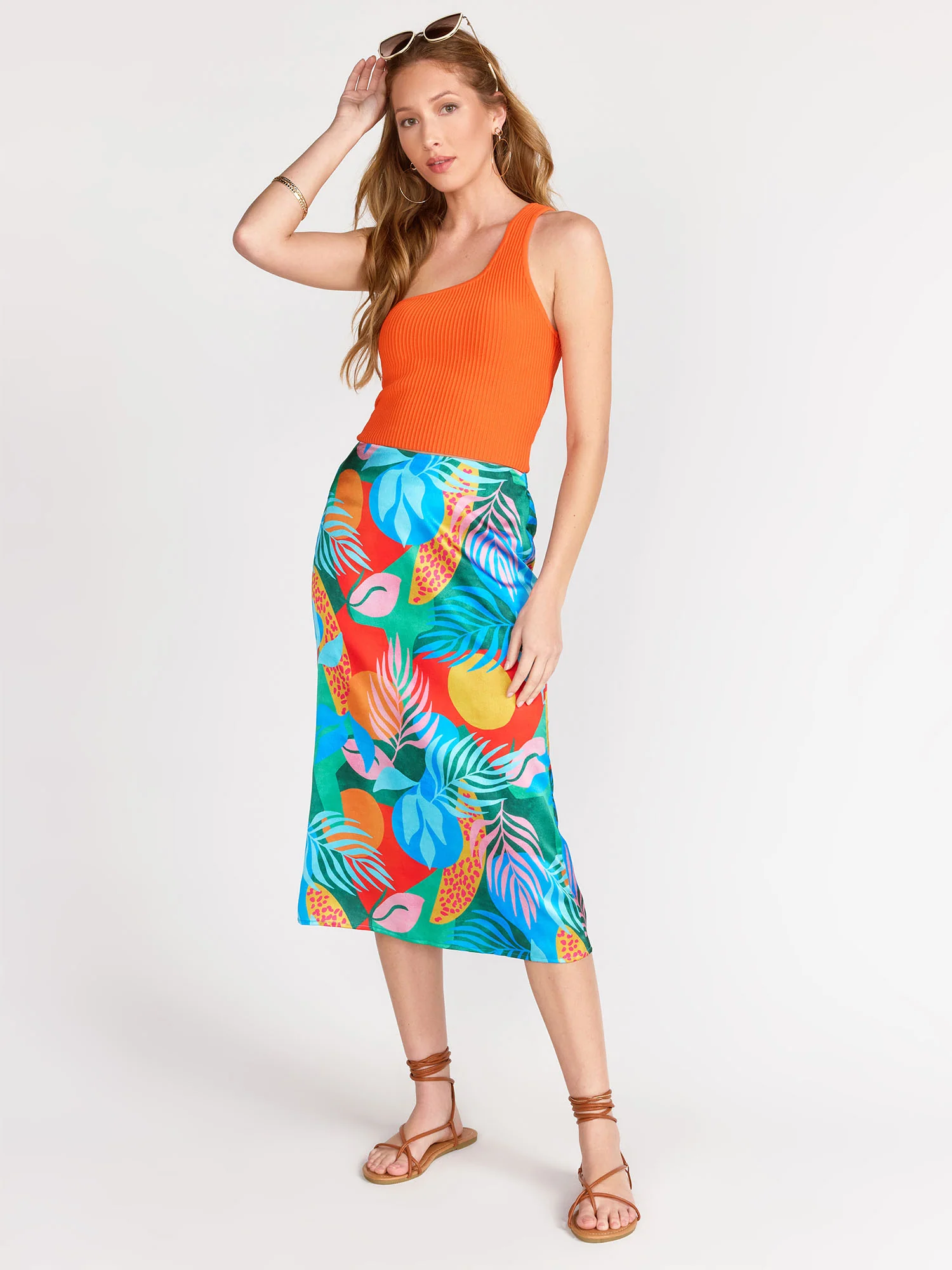 Tropical Print Satin Slip Skirt - Dress Forum - Image 3