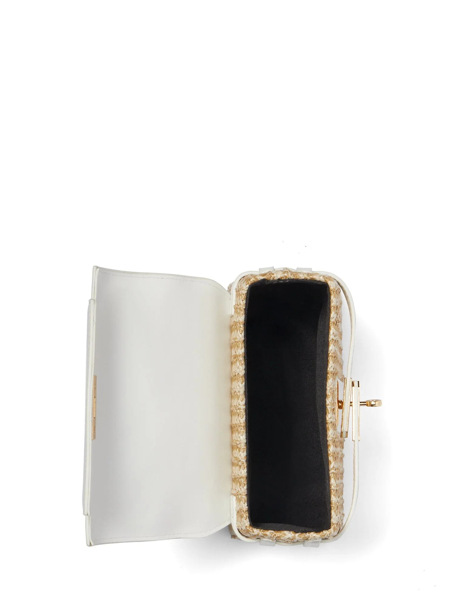 Turn-Lock Straw & Faux-Leather Top Handle Bag - Image 6