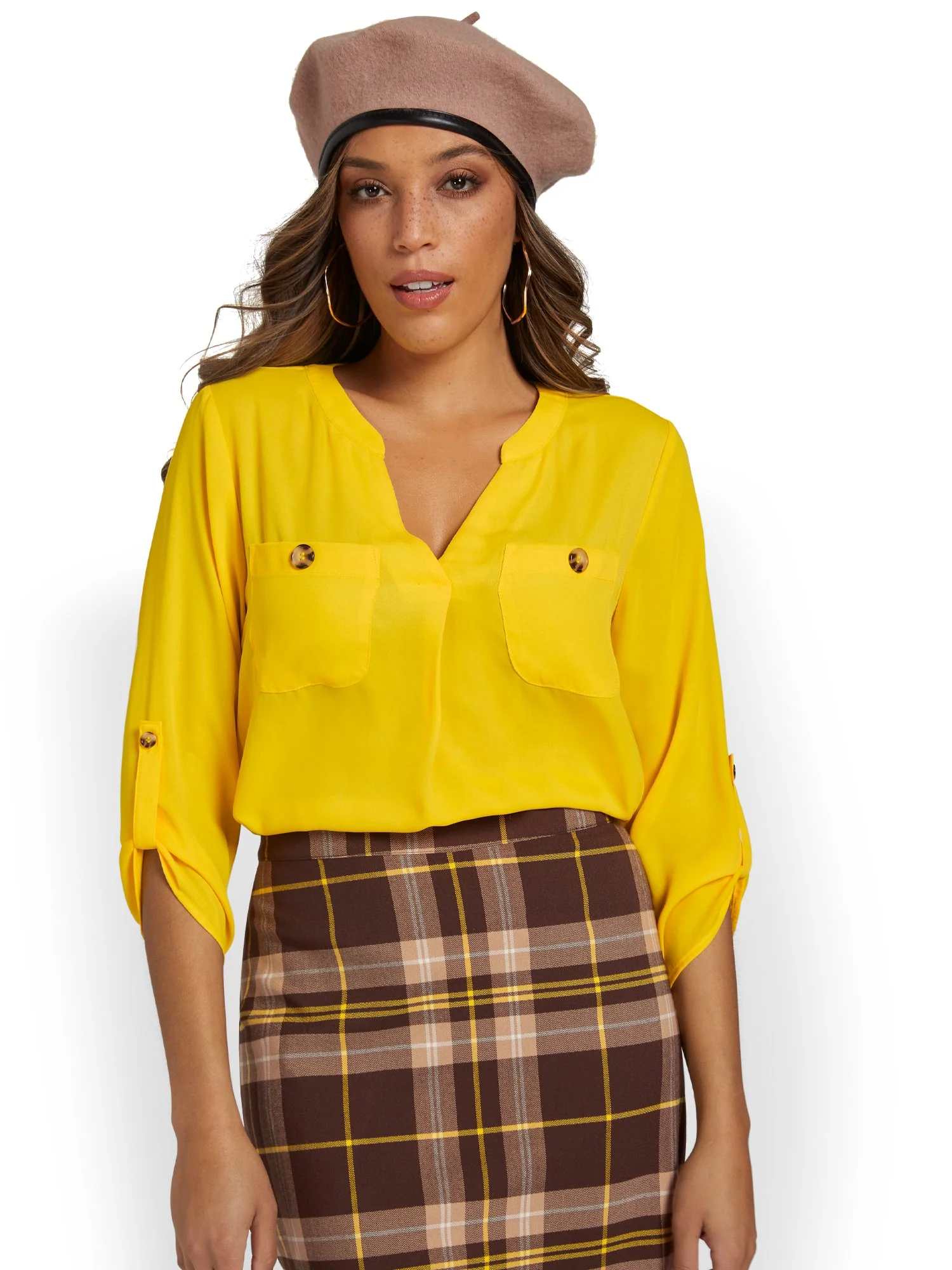 Two-Pocket Tab-Sleeve Blouse - Image 6
