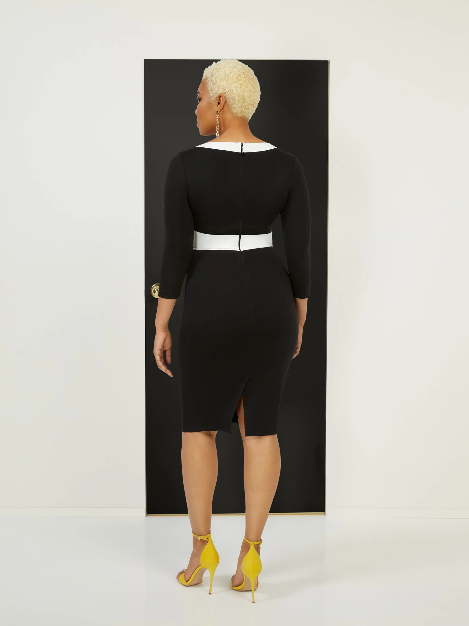 Two-Toned Sheath Ponte Dress - Superflex - Image 3