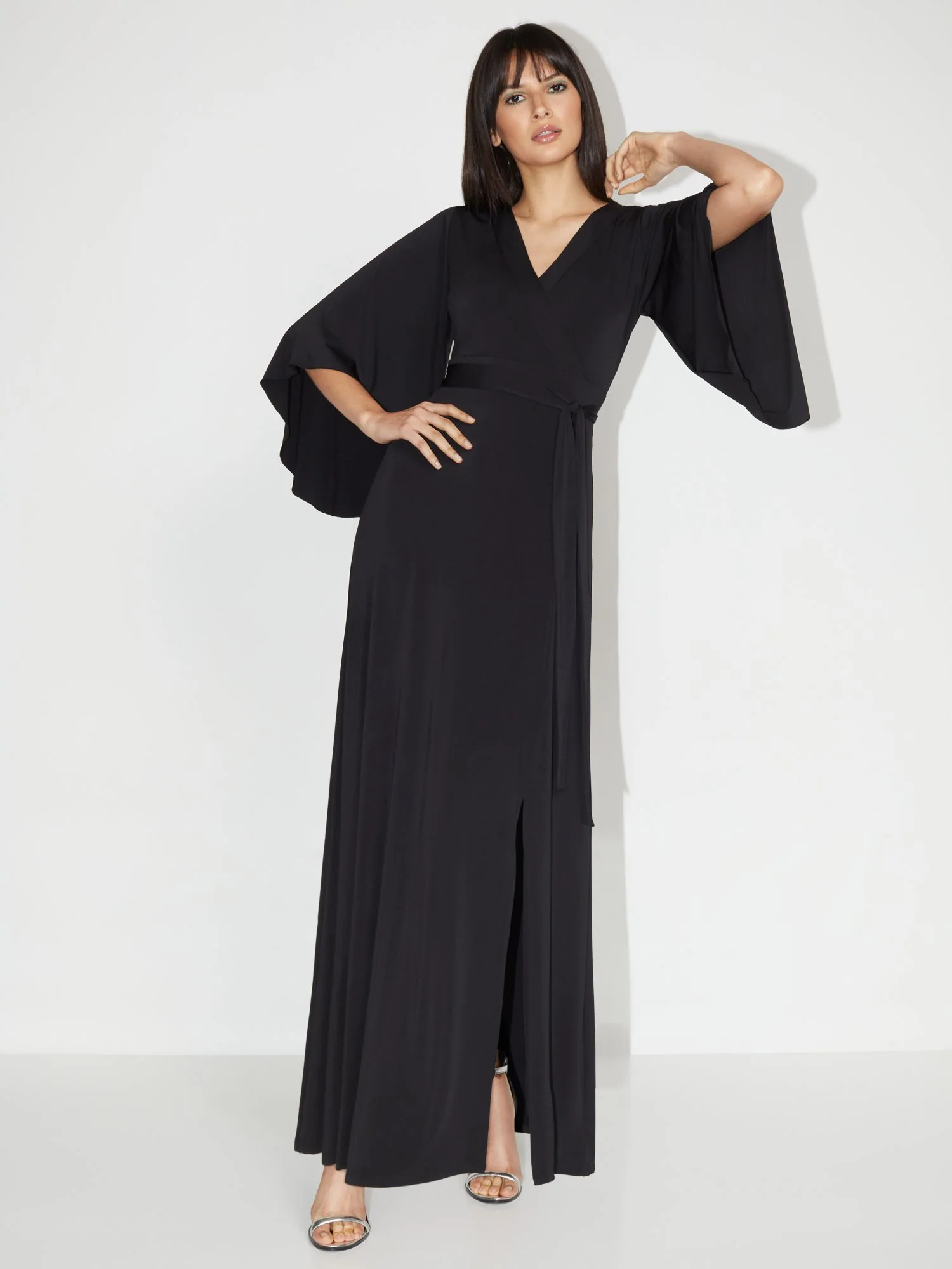 V-Neck Bell-Sleeve Kimono Maxi Dress - NY&C Style System - Image 2