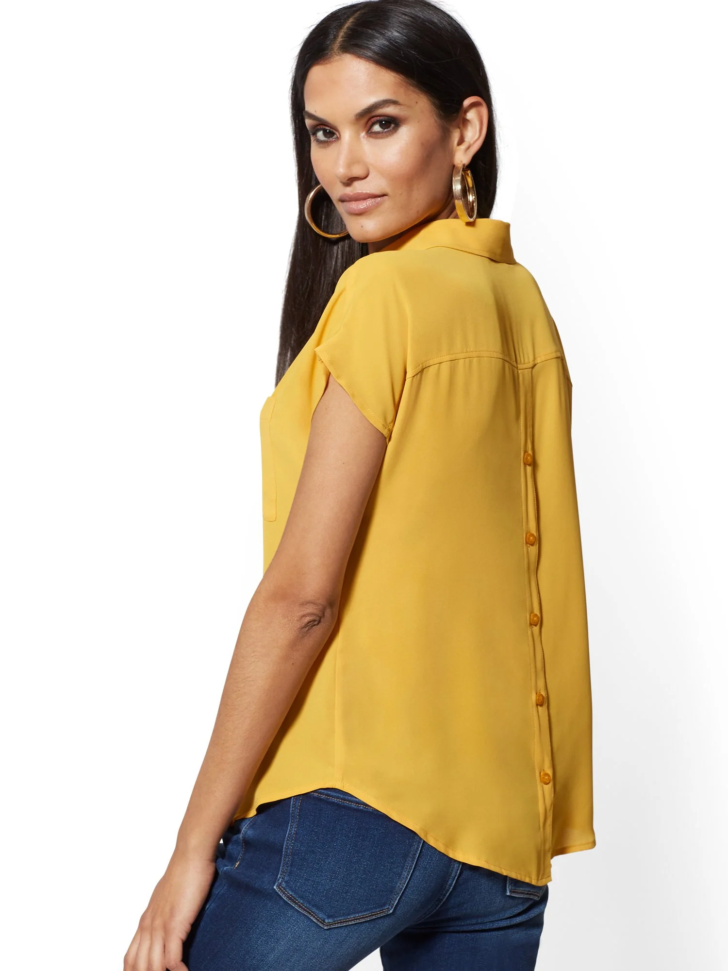 V-Neck Button-Back Blouse - Image 7