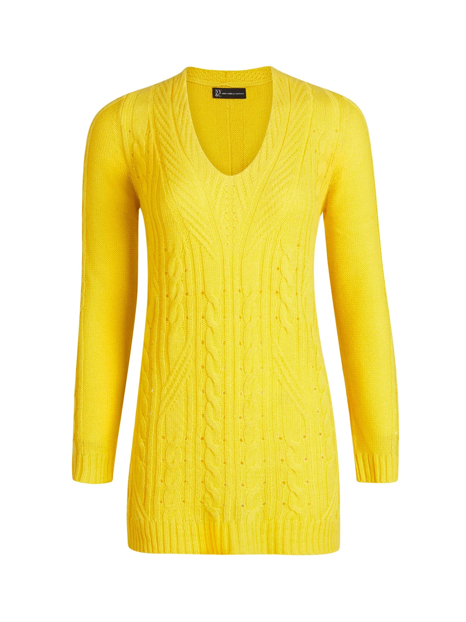 V-Neck Cable-Knit Tunic Sweater - Image 5