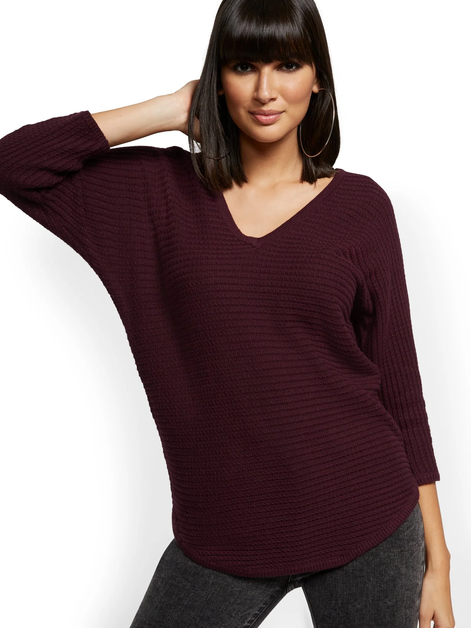 V-Neck Dolman Tunic Sweater - Image 6