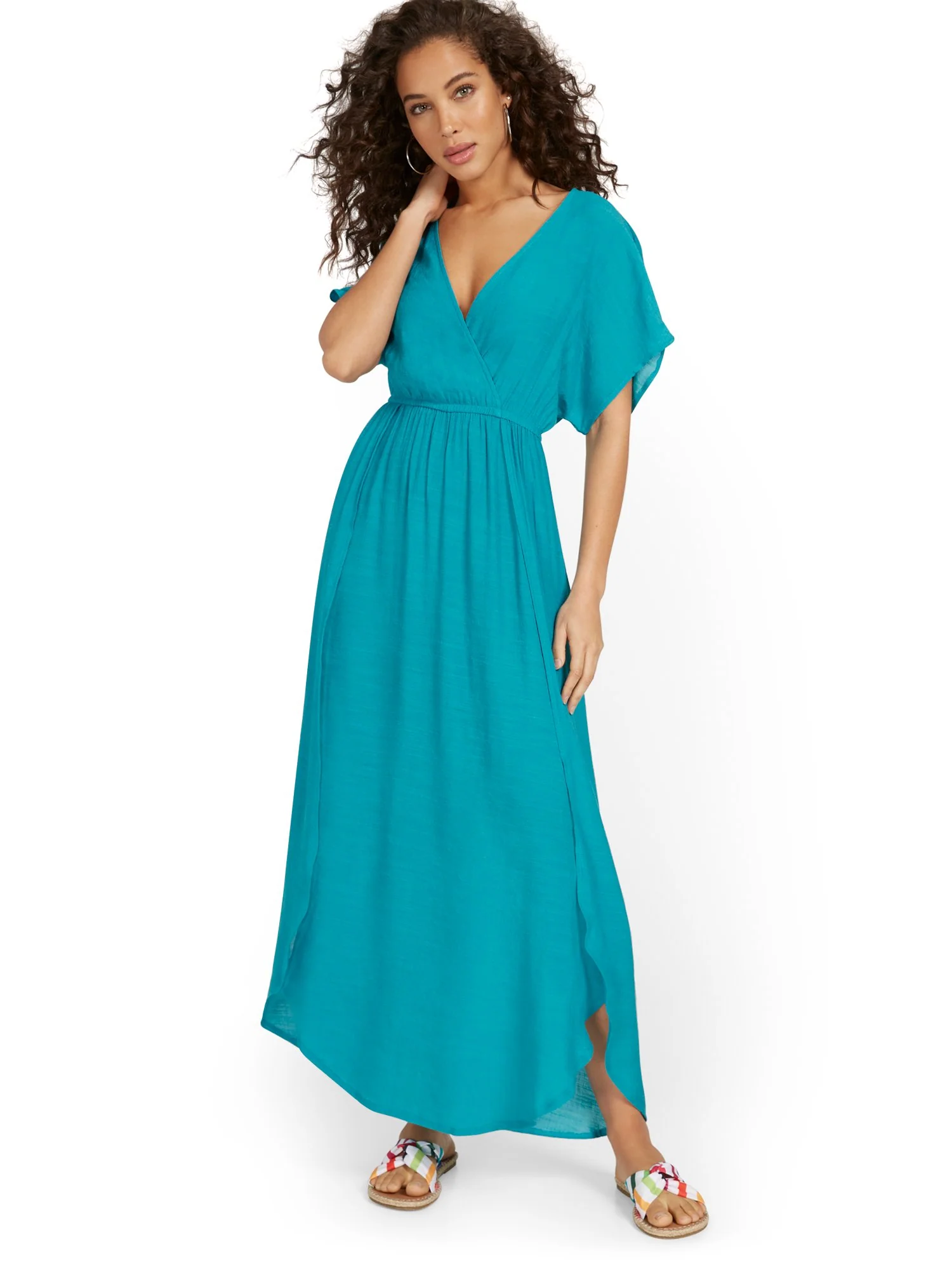 V-Neck Gauze Maxi Dress - Image 2