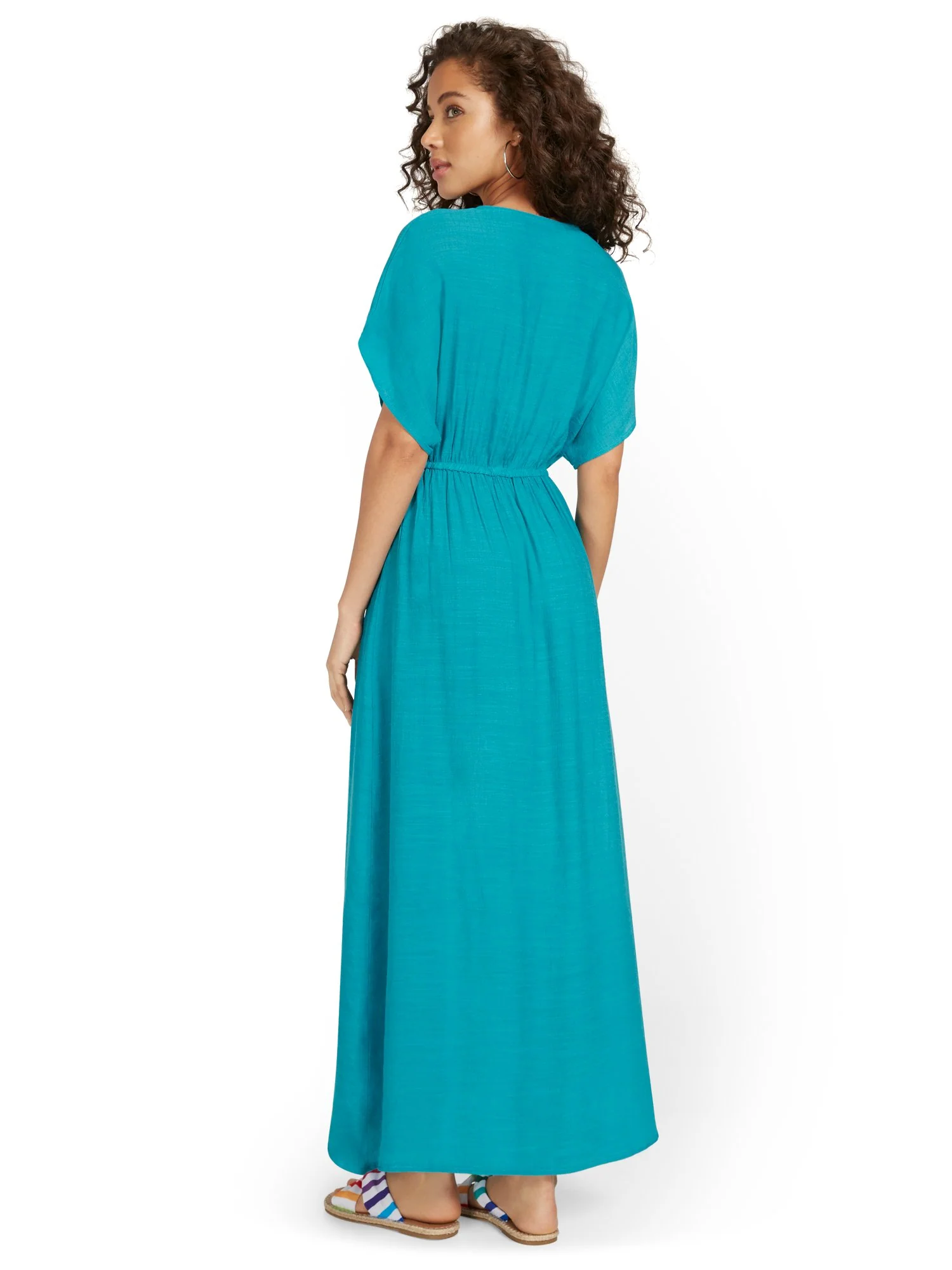 V-Neck Gauze Maxi Dress - Image 3
