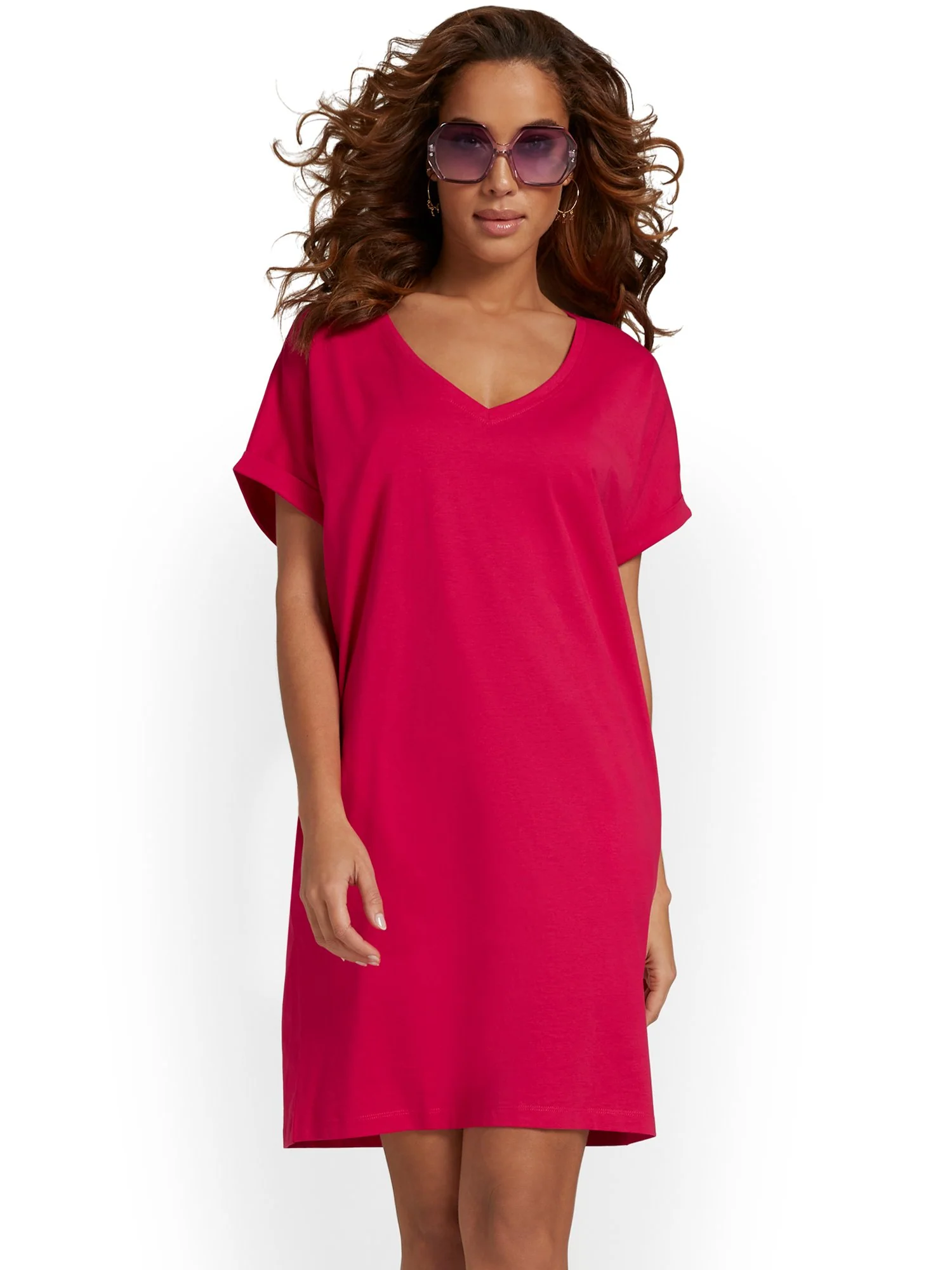 V-Neck Perfect Tee Dress - Image 6