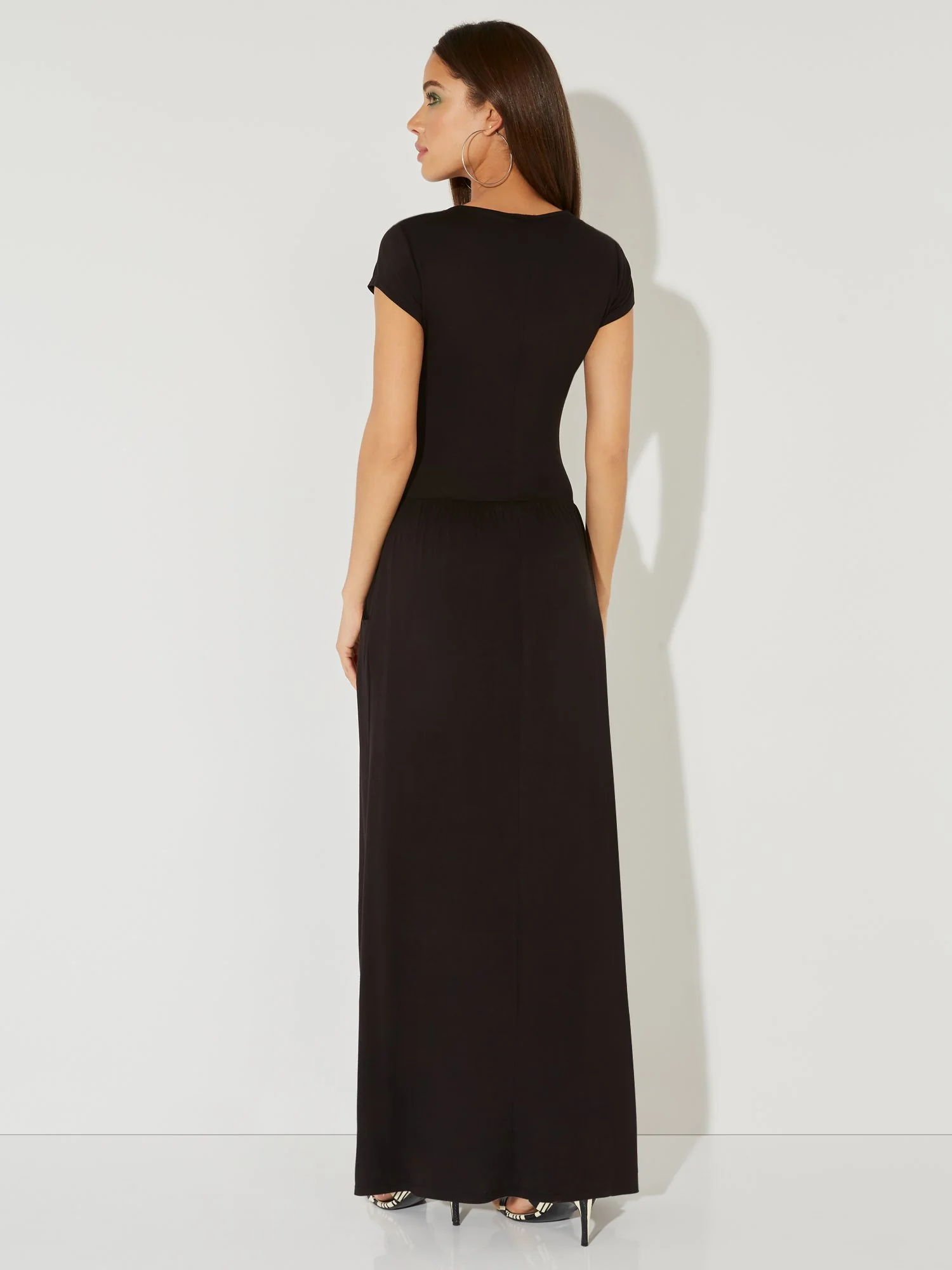V-Neck Ruched Maxi Dress - NY&C Style System - Image 3