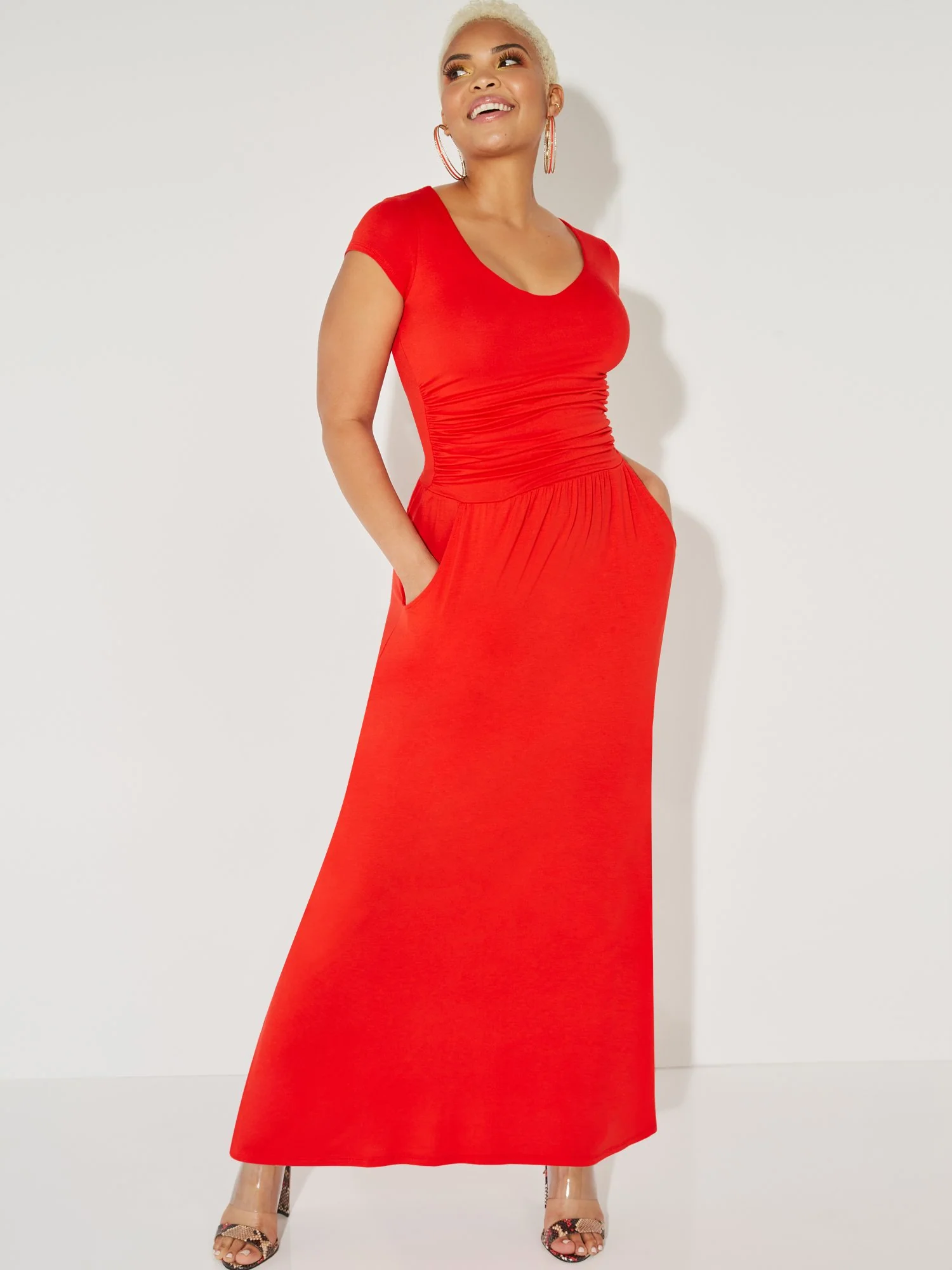 V-Neck Ruched Maxi Dress - NY&C Style System - Image 9