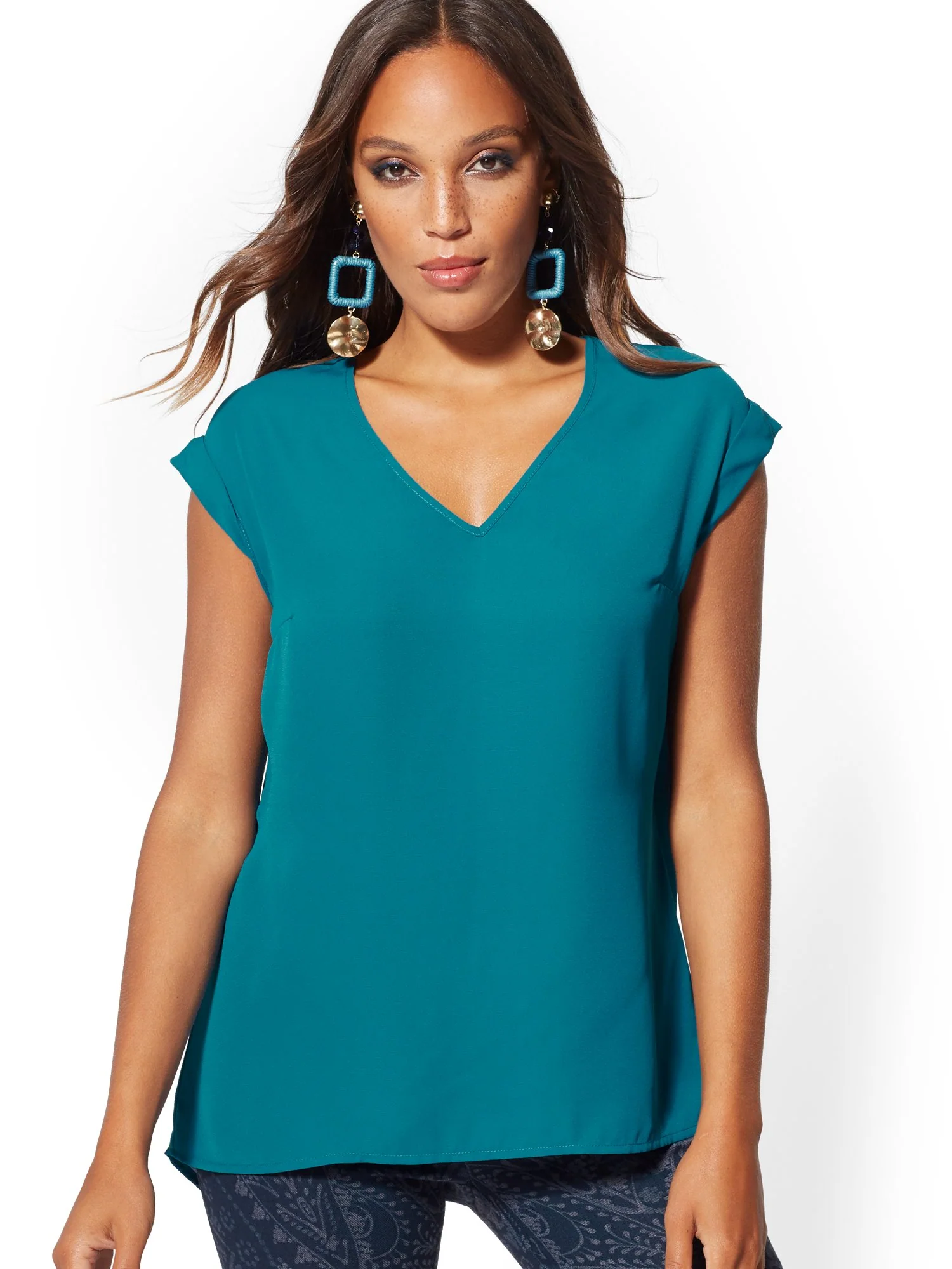 V-Neck Split-Back Blouse - 7th Avenue - Image 7