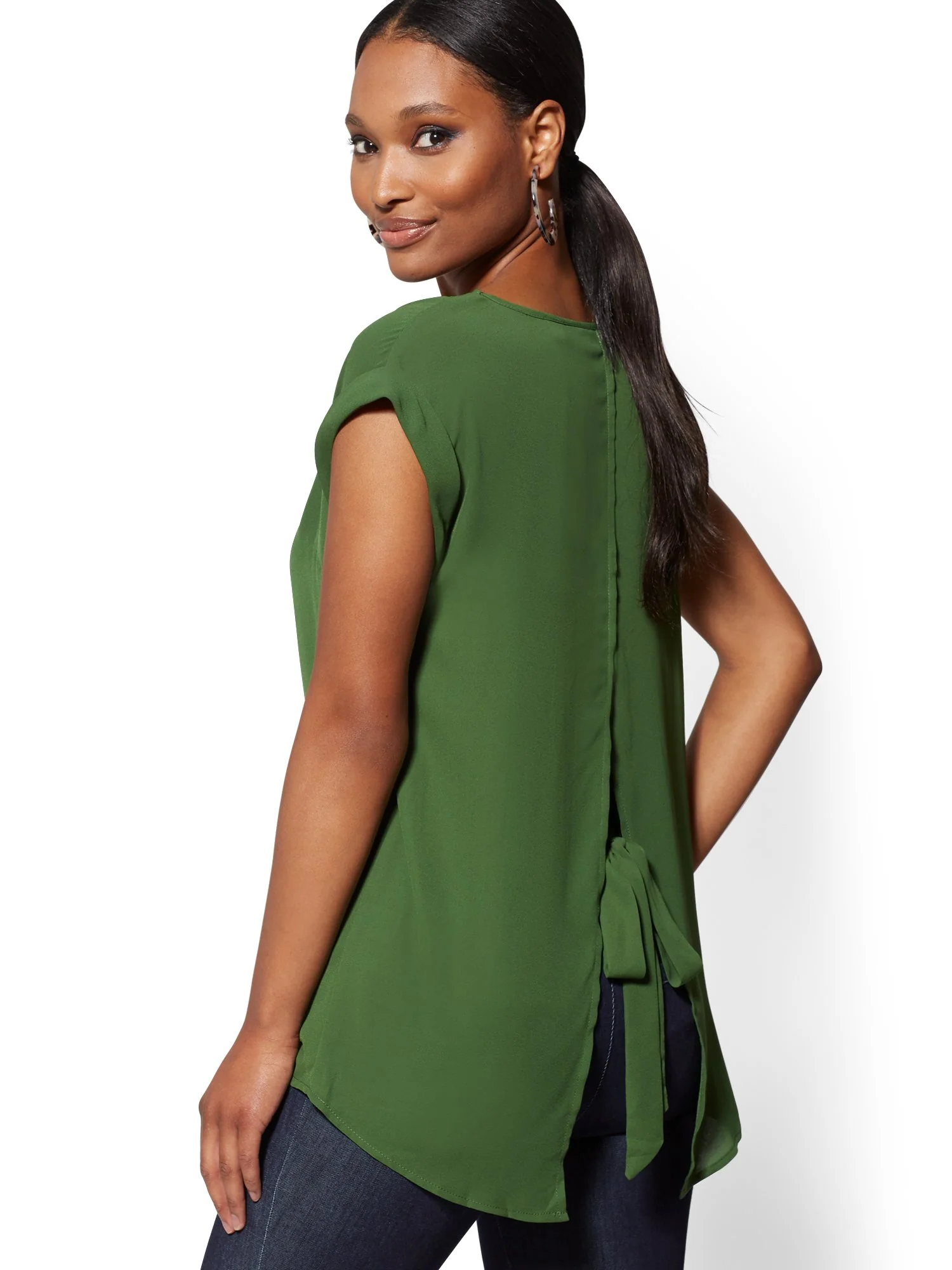 V-Neck Split-Back Blouse - 7th Avenue - Image 9
