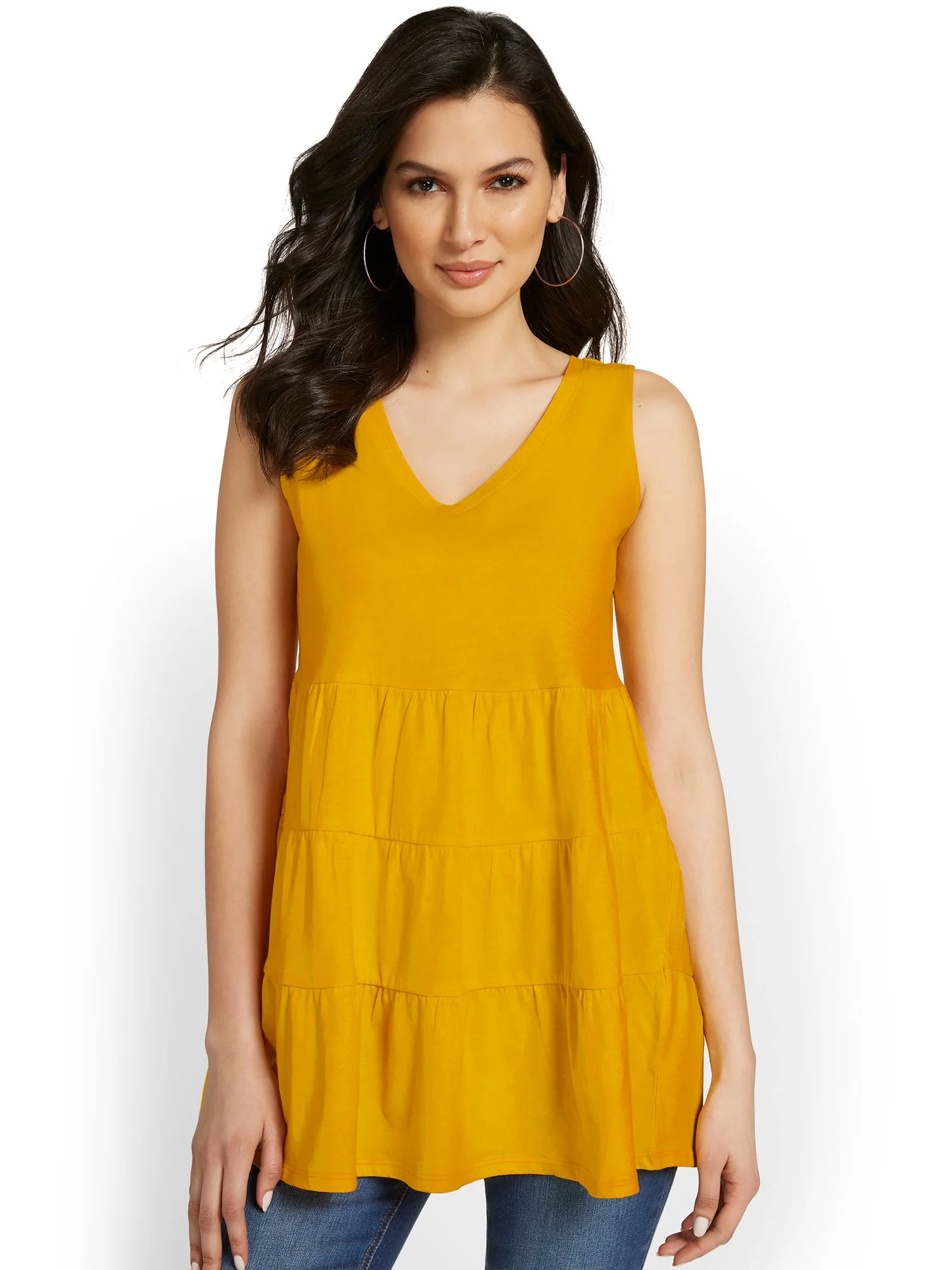 V-Neck Tiered Perfect Tee Tunic - Image 11