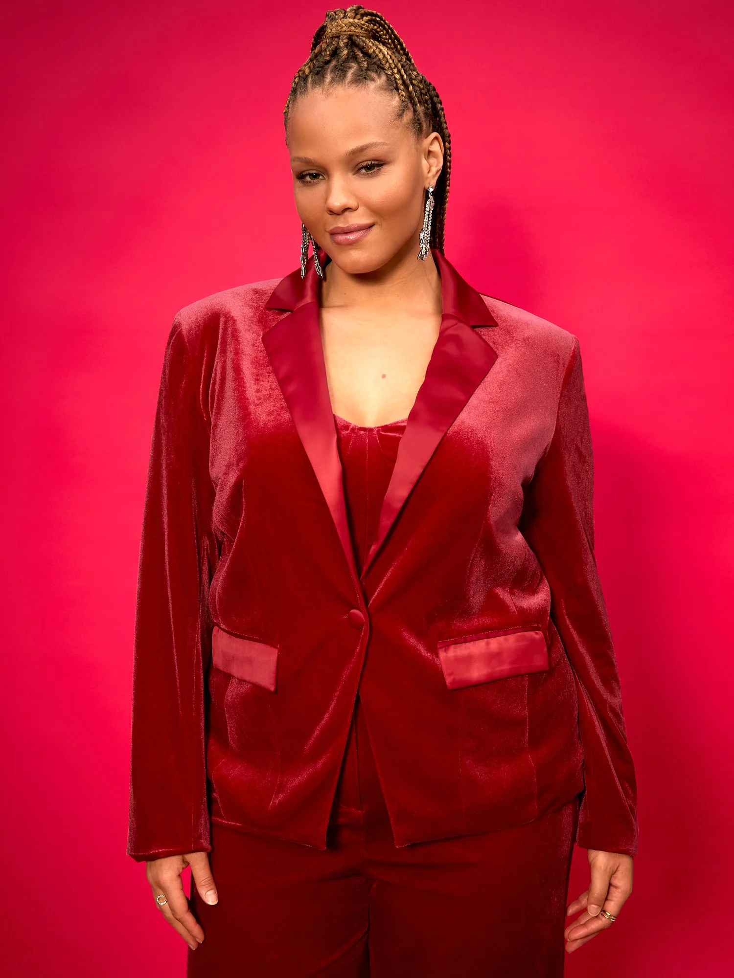 Velvet Satin-Lapel Blazer - Image 6
