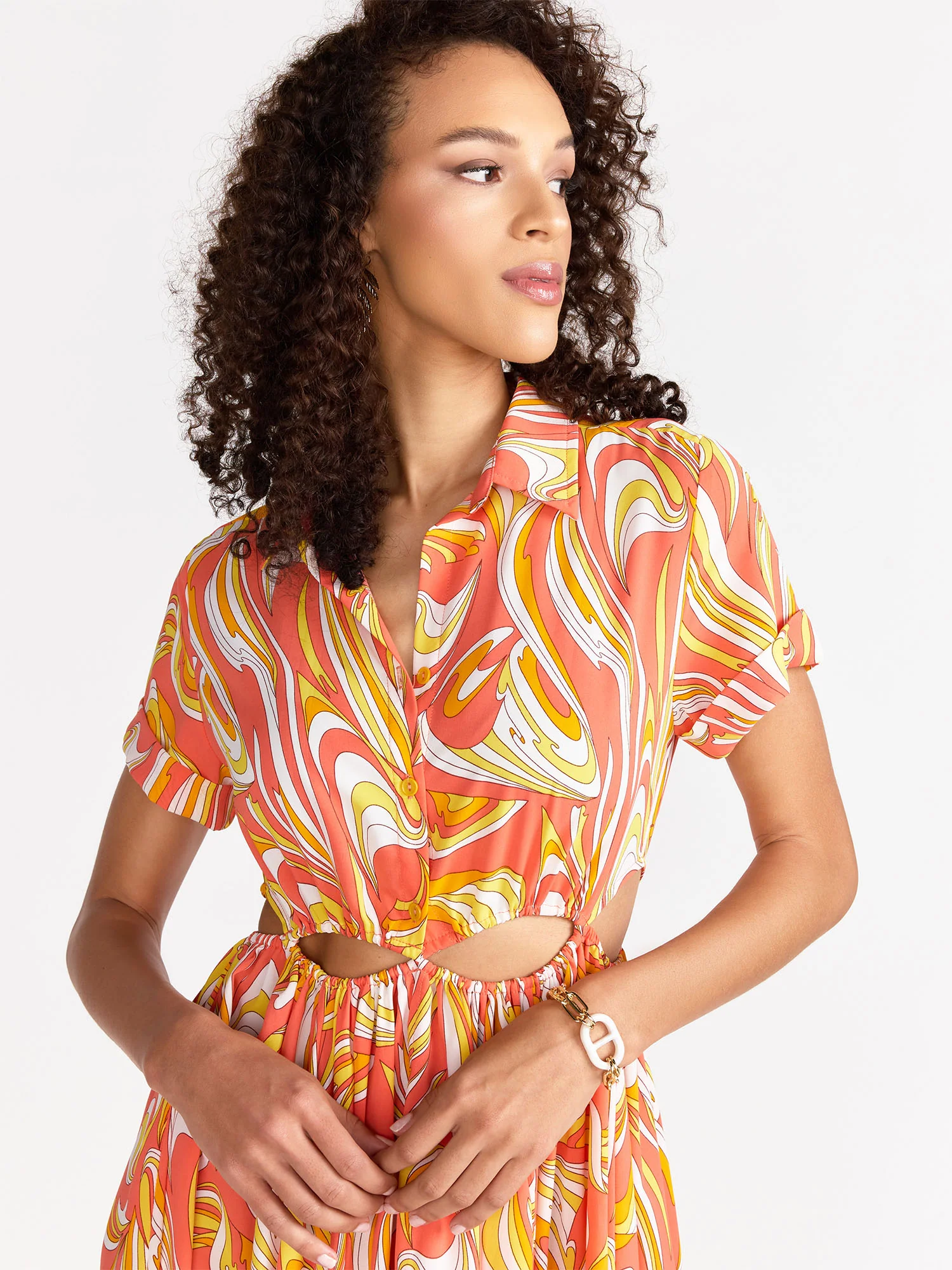 Waist Cut-Out Multi Print Dress - Aakaa - Image 4