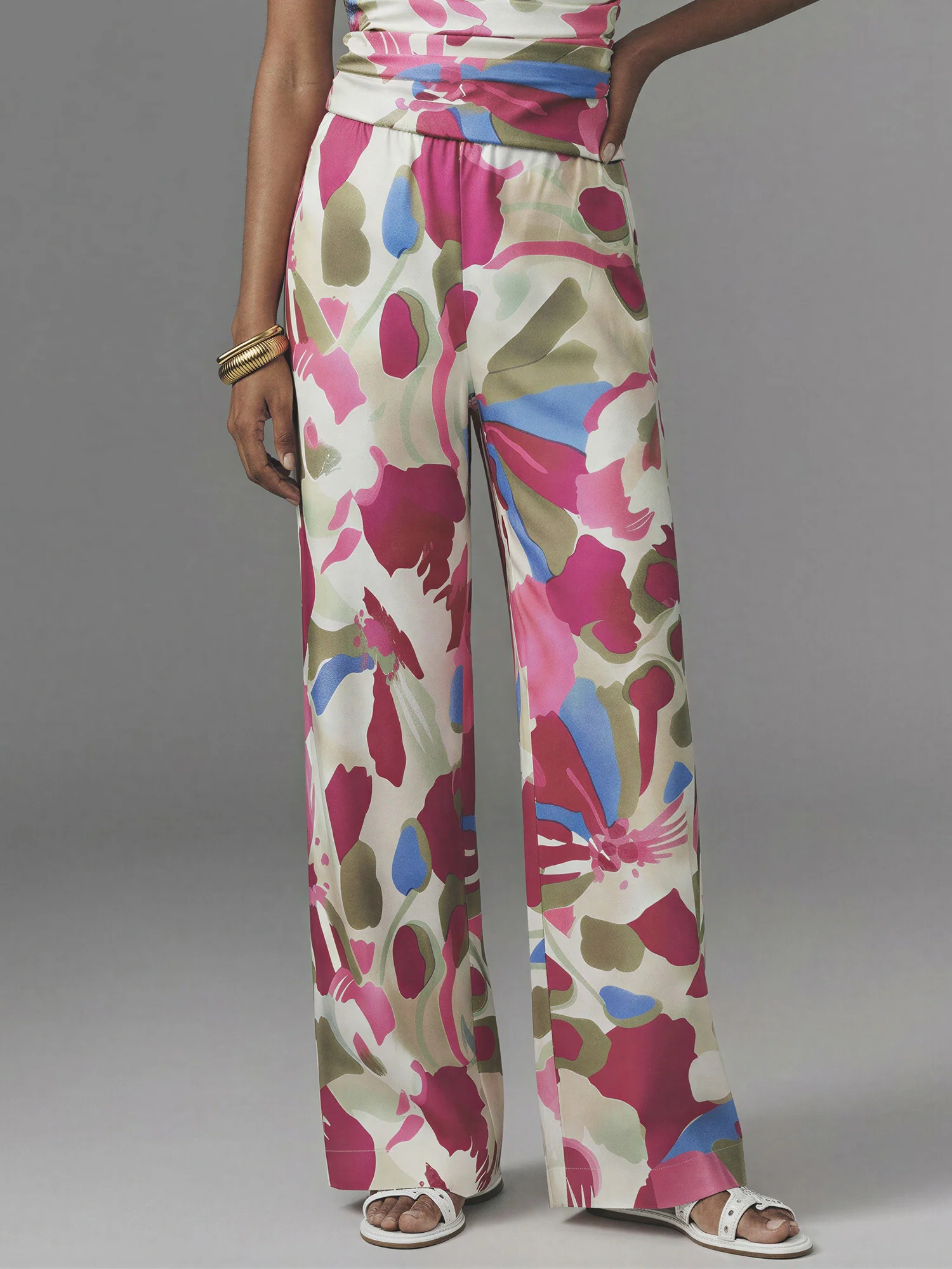 Watercolor Satin Flowy Pants - Image 2