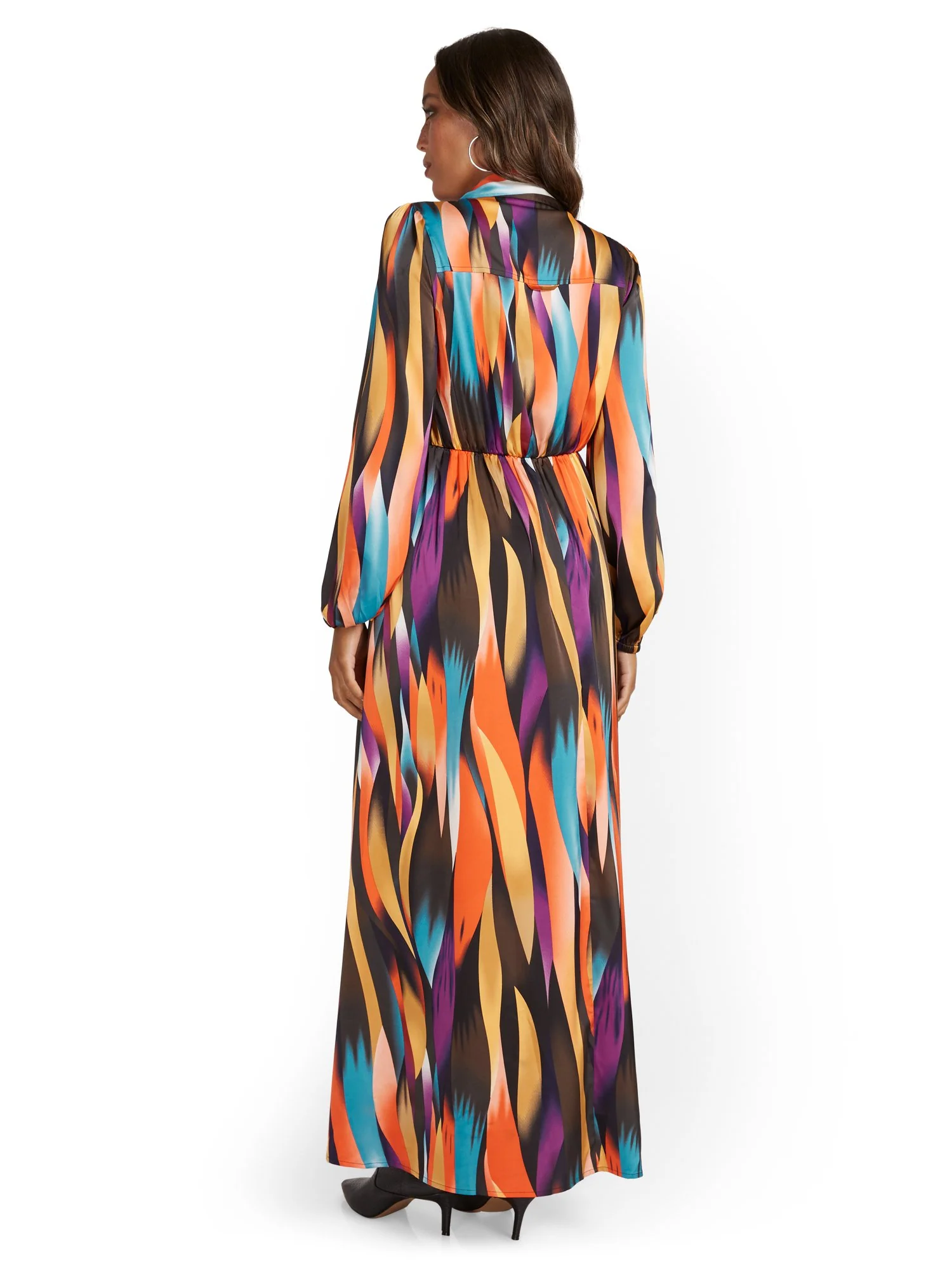 Wave-Print Maxi Shirtdress - Image 3