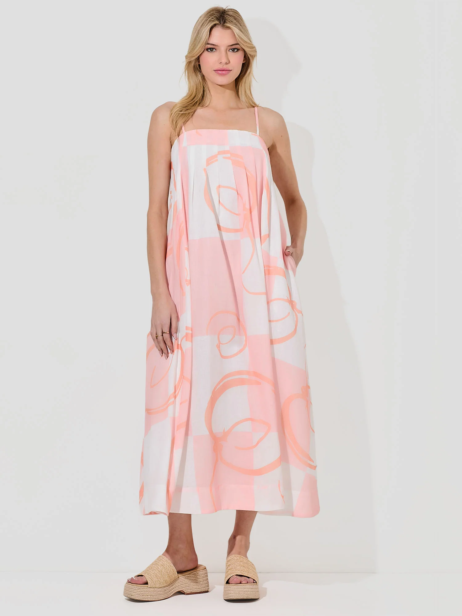 Grid Abstract Print Sun Maxi Dress - Image 2