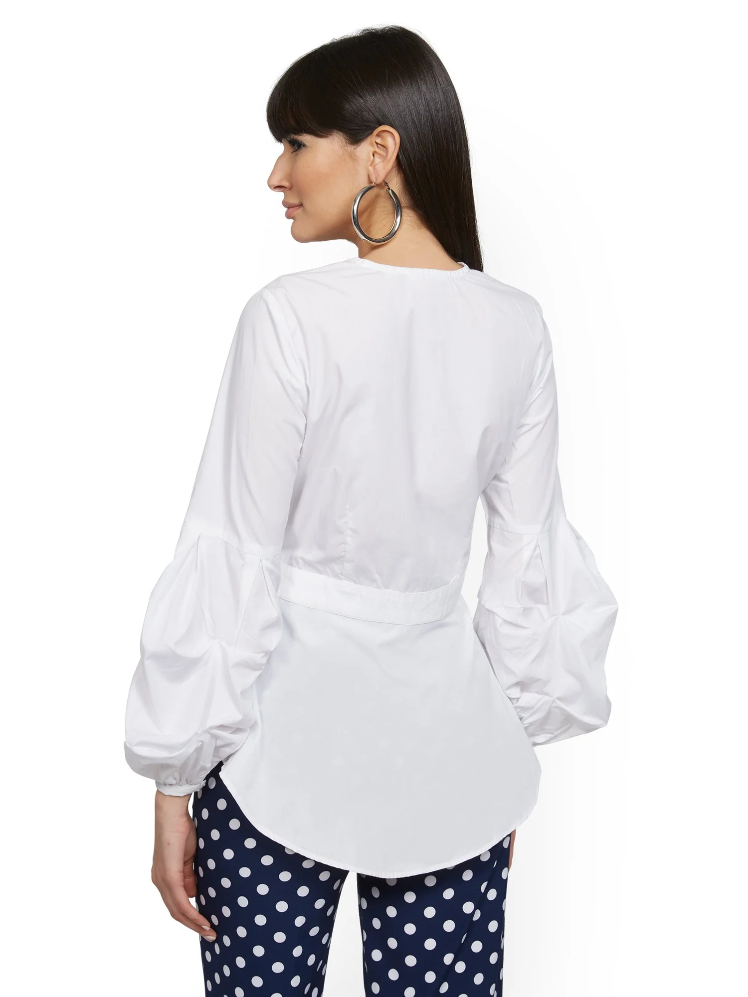 White Balloon-Sleeve Poplin Shirt - Image 3