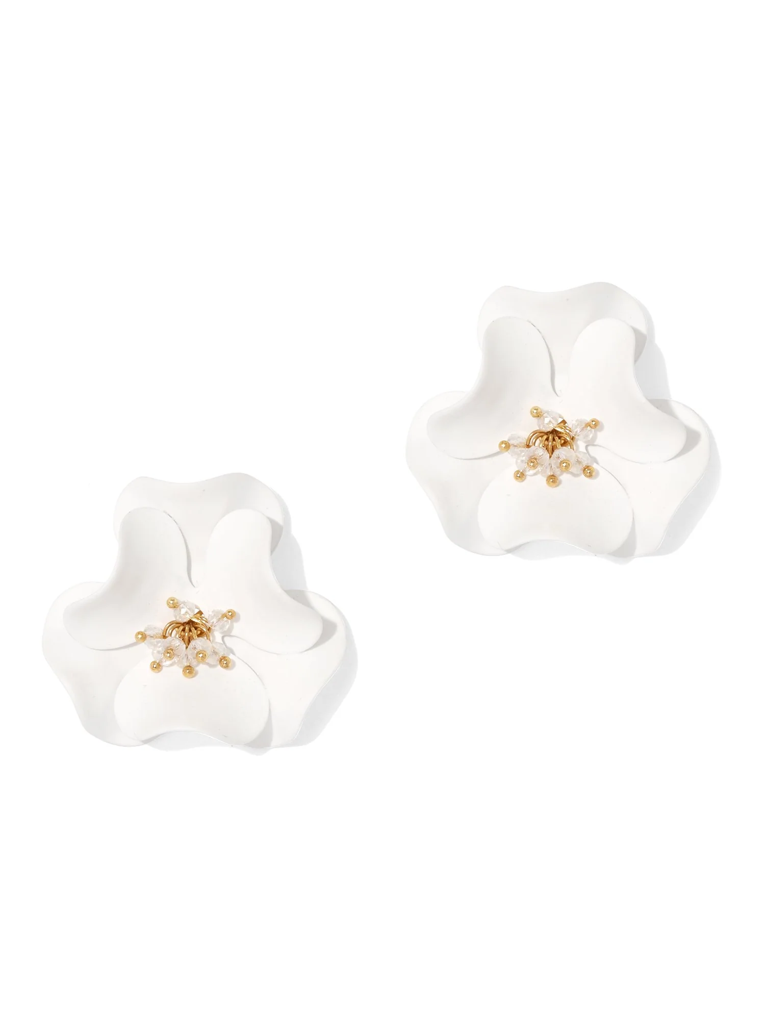 White Floral Post Earring