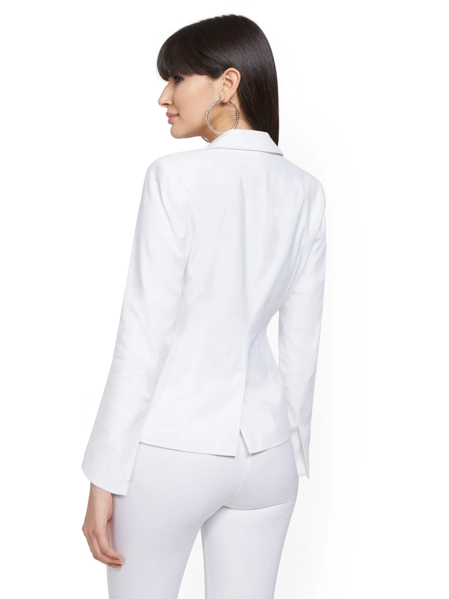 White One-Button Jacket - Linen Blend - 7th Avenue - Image 3