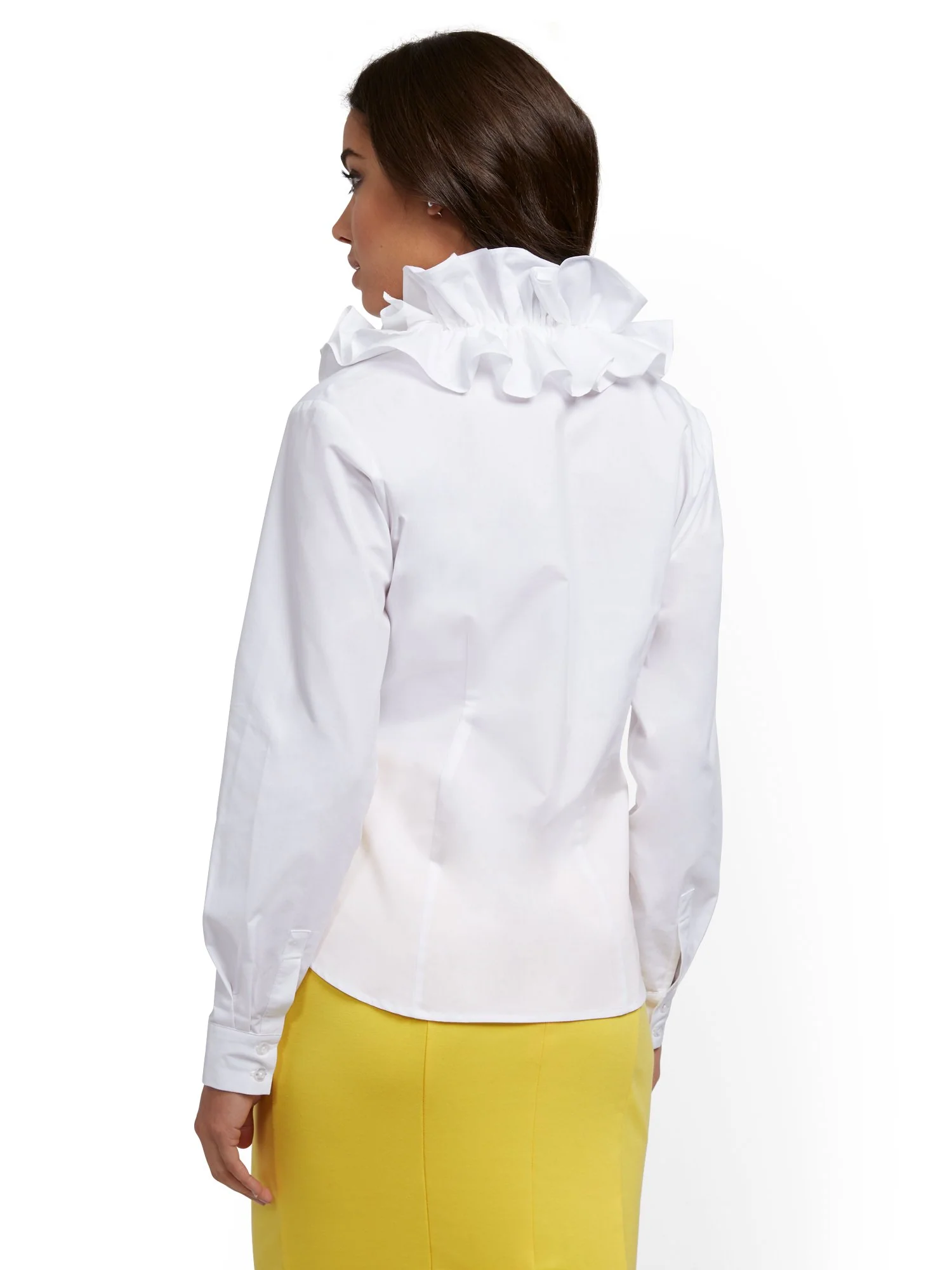 White Poplin Ruffled Shirt - Image 3