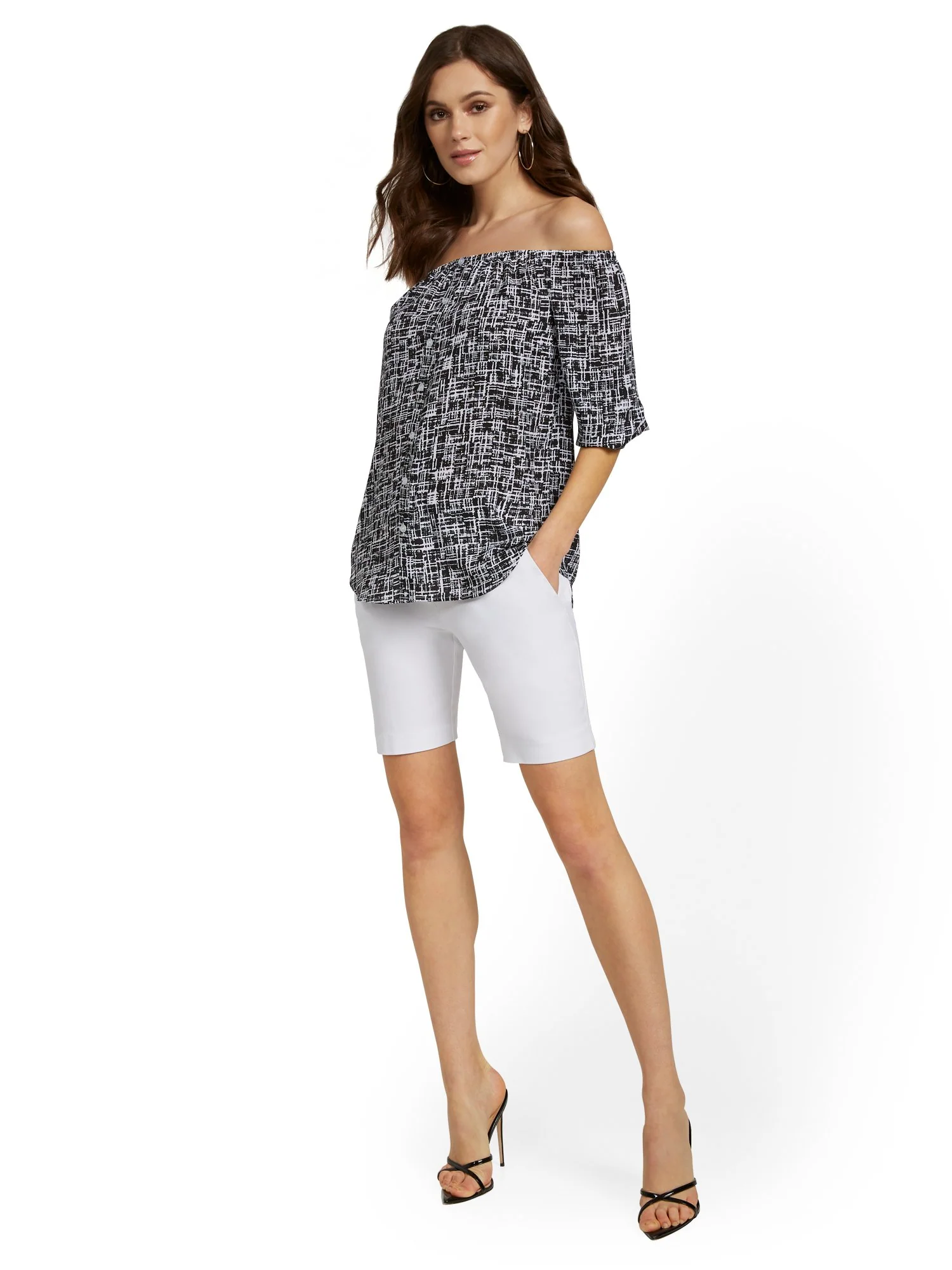 Whitney High-Waisted Pull-On 8-Inch Short - White - Image 4