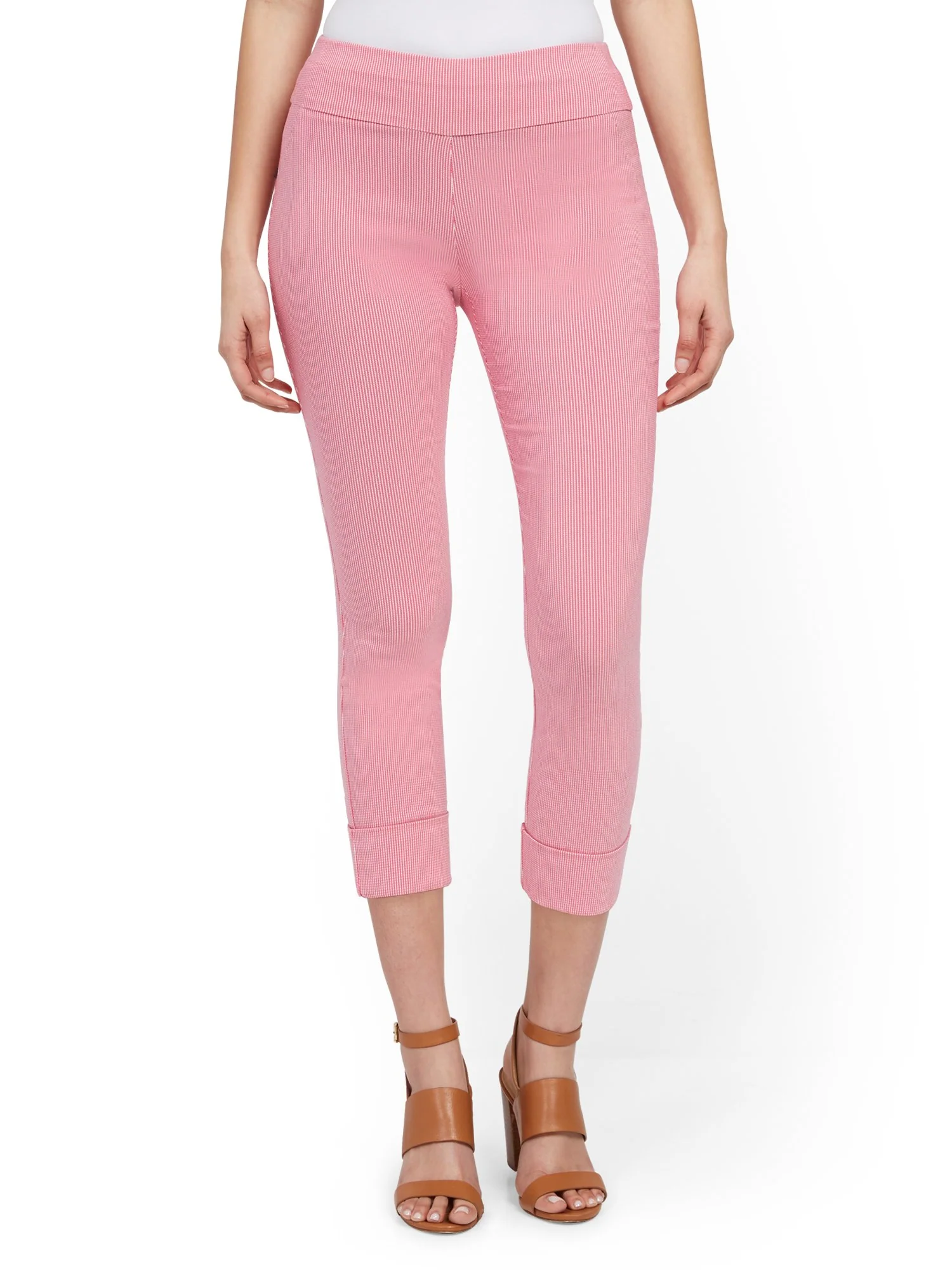 Whitney High-Waisted Pull-On Capri Pant - Pink Stripe - Image 5