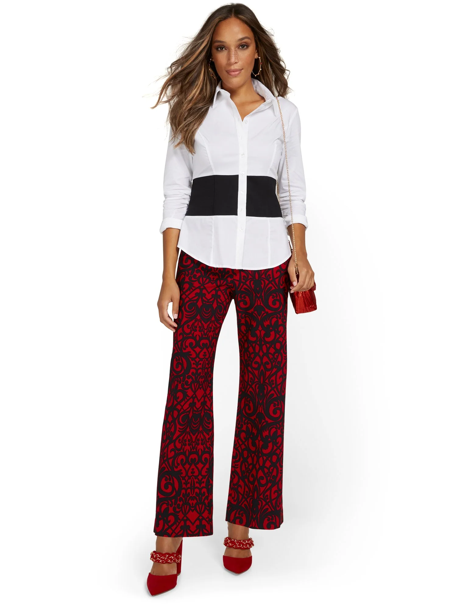 Whitney High-Waisted Pull-On Printed Wide-Leg Pant - Image 4