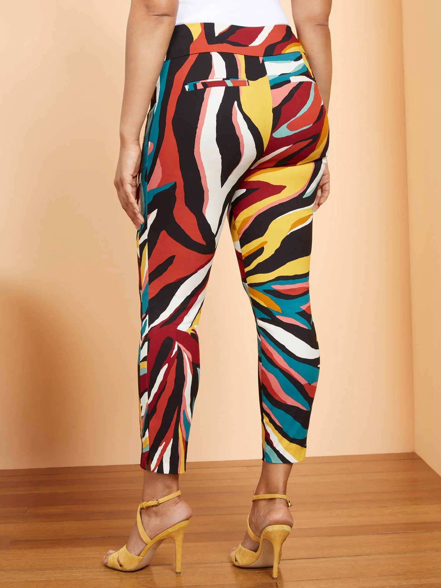 Whitney High-Waisted Pull-On Slim-Leg Ankle Pant - Abstract Print - Image 3