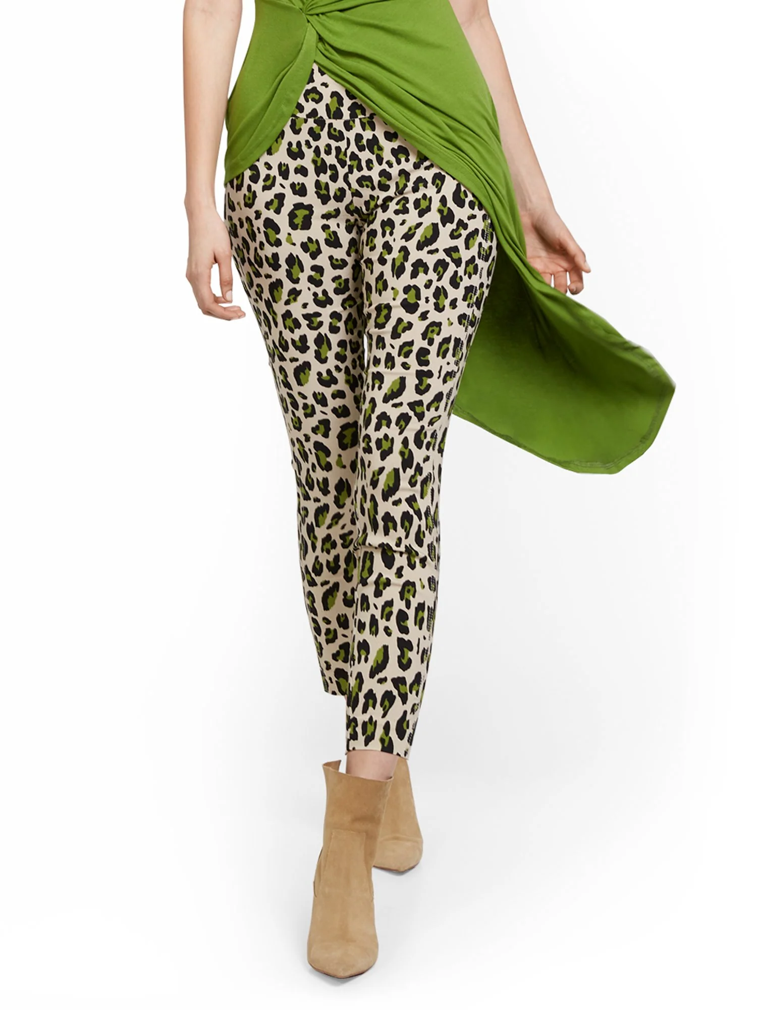 Whitney High-Waisted Pull-On Slim-Leg Ankle Pant - Animal Print - Image 7