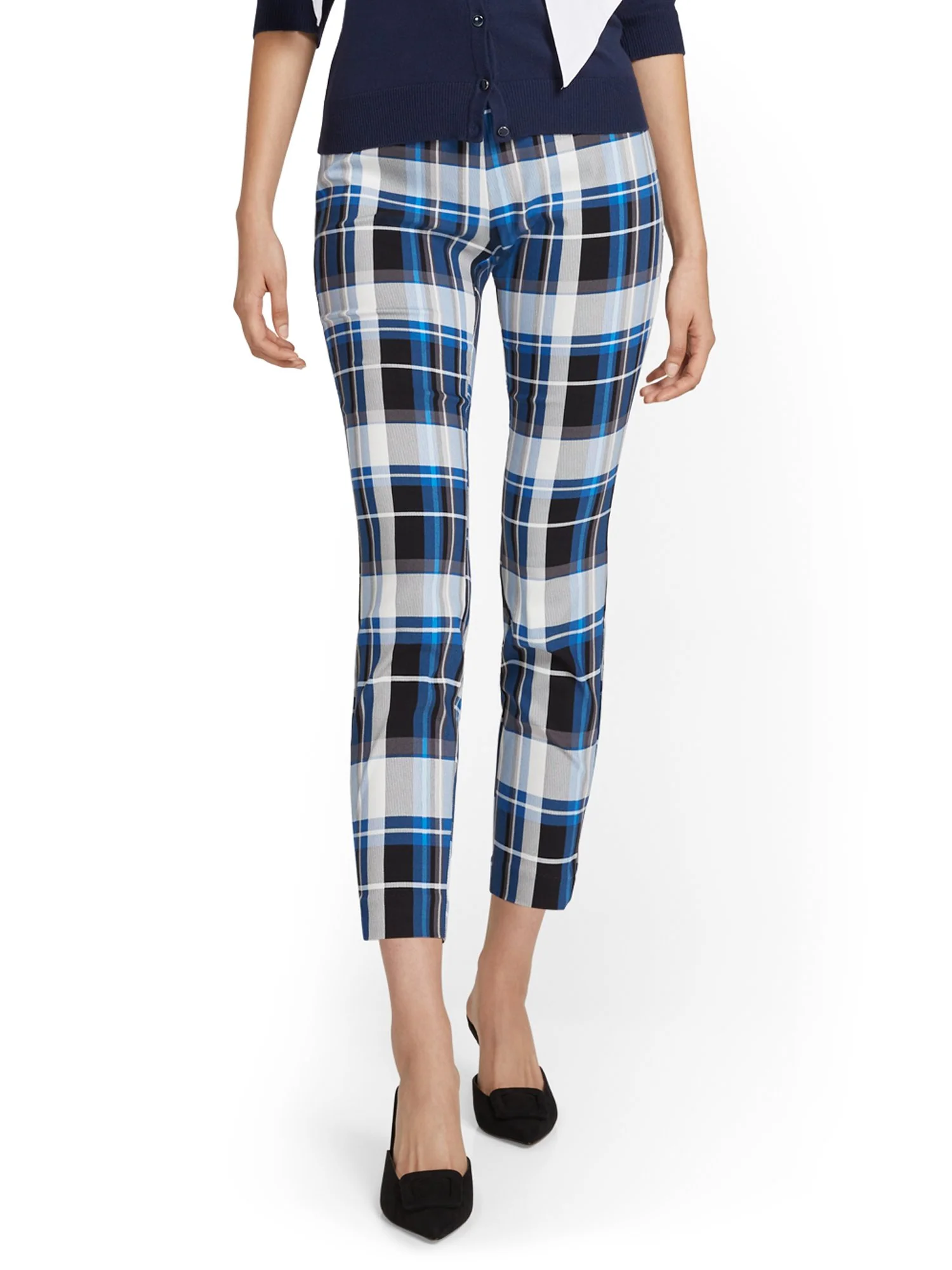 Whitney High-Waisted Pull-On Slim-Leg Ankle Pant - Plaid