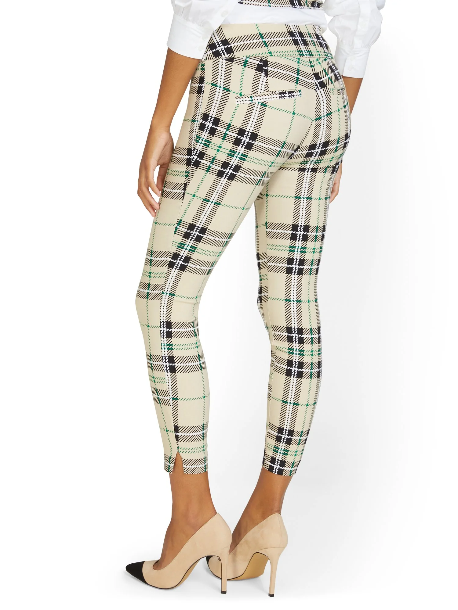 Whitney High-Waisted Pull-On Slim-Leg Ankle Pant - Plaid - Image 3