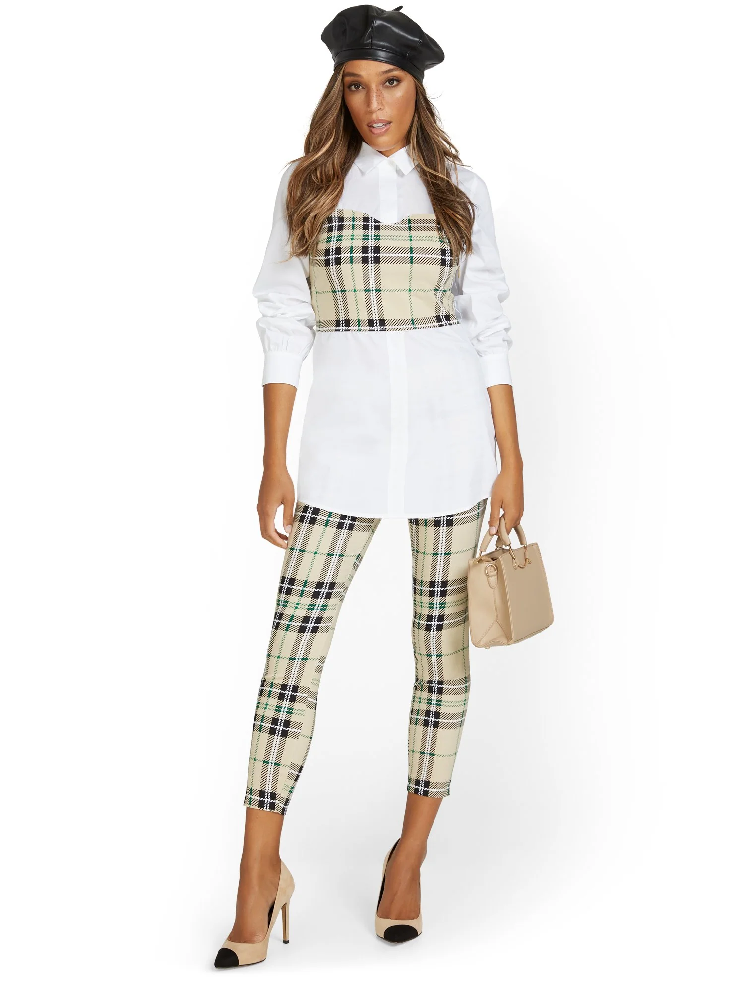 Whitney High-Waisted Pull-On Slim-Leg Ankle Pant - Plaid - Image 4