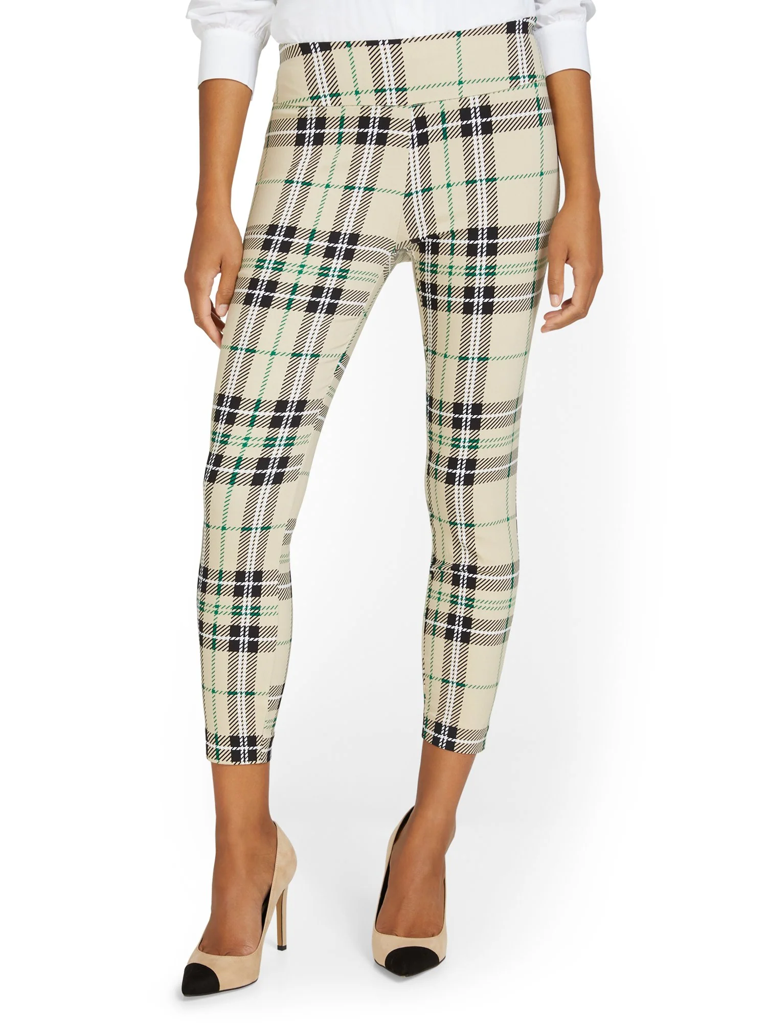 Whitney High-Waisted Pull-On Slim-Leg Ankle Pant - Plaid - Image 5
