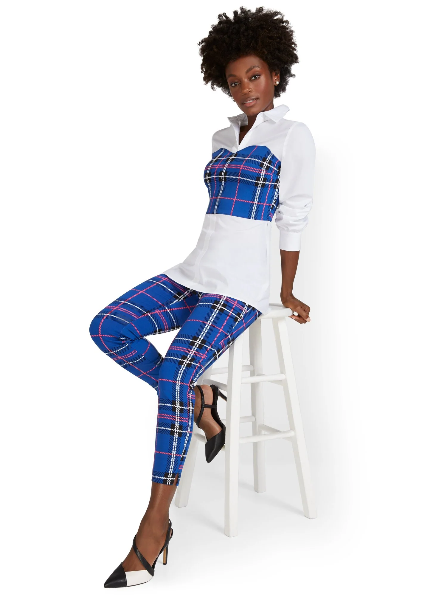 Whitney High-Waisted Pull-On Slim-Leg Ankle Pant - Plaid - Image 7