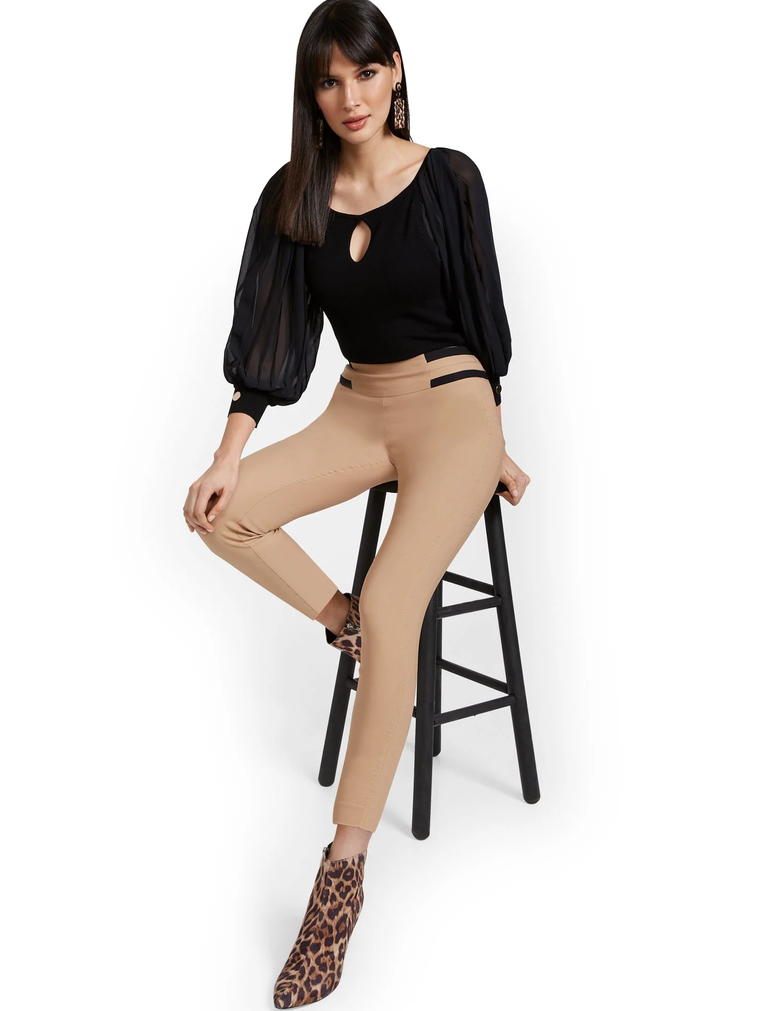 Whitney High-Waisted Pull-On Slim-Leg Ankle Pant - Top Stripes - Image 7