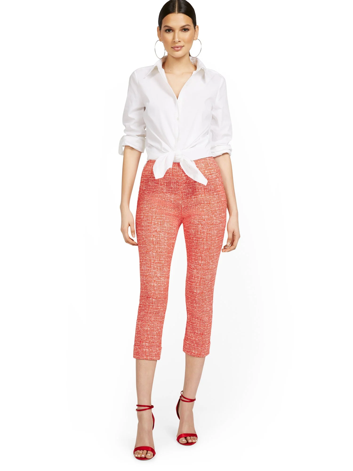 Whitney High-Waisted Pull-On Slim-Leg Capri Pant - Crosshatch - Image 9