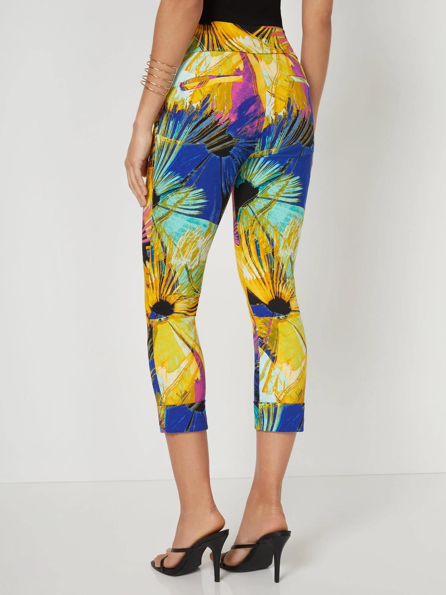 Whitney High-Waisted Pull-On Slim-Leg Capri Pant - Firework Print - Image 3