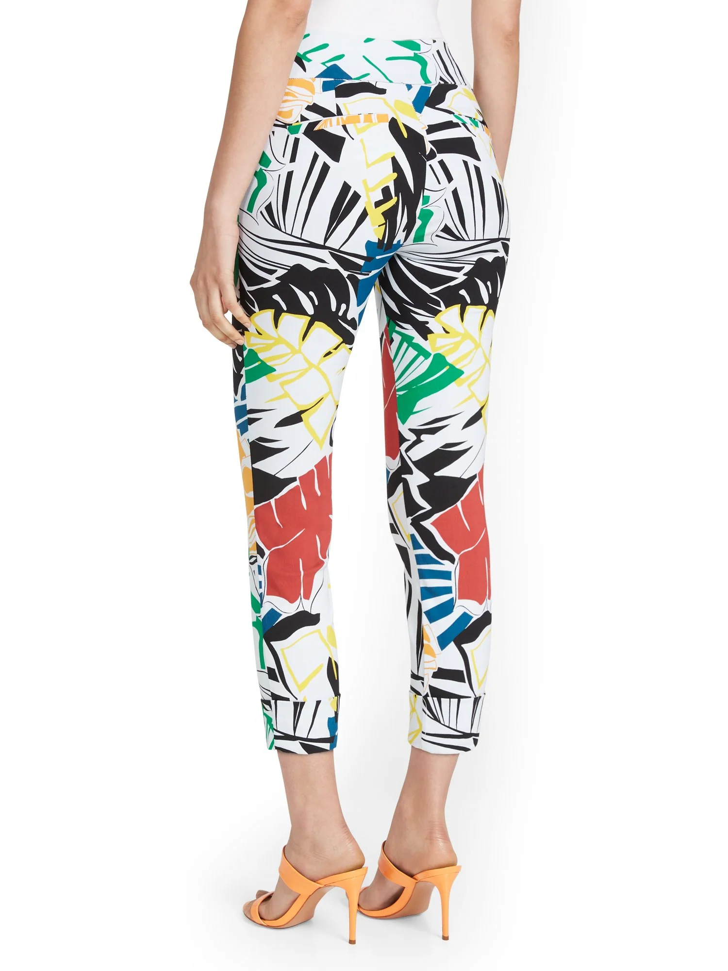 Whitney High-Waisted Pull-On Slim-Leg Capri Pant - Palm-Print - Image 3