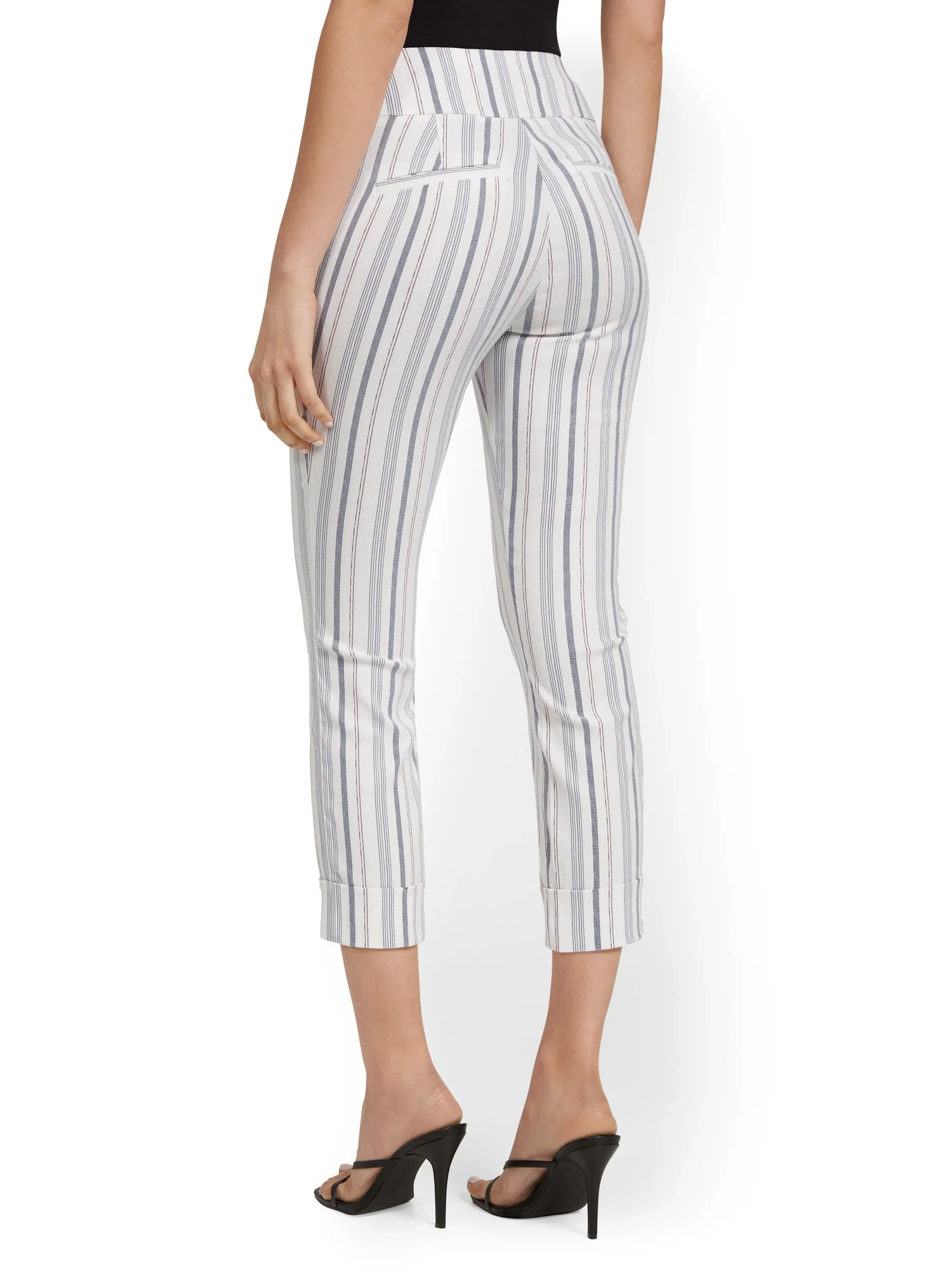 Whitney High-Waisted Pull-On Slim-Leg Capri Pant - Stripe - Image 3