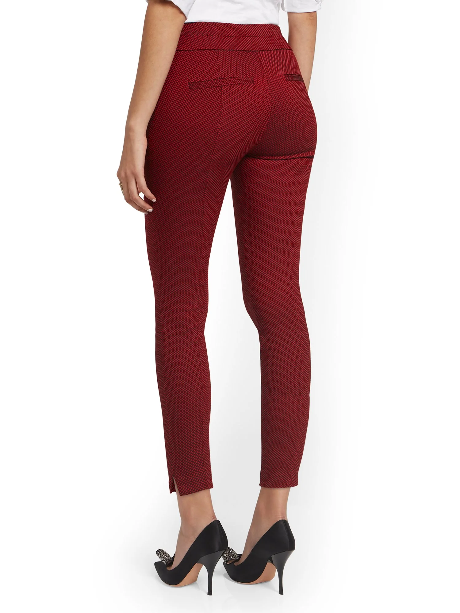 Whitney High-Waisted Pull-On Slim-Leg Pant - Checkered - Image 3