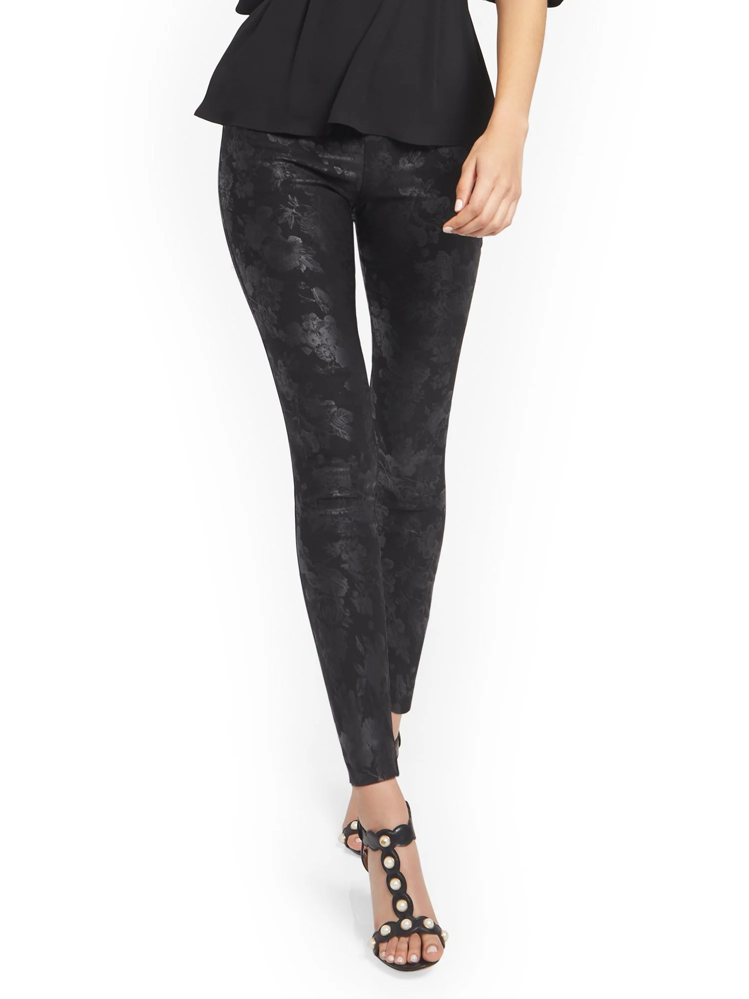 Whitney High-Waisted Pull-On Slim-Leg Pant - Floral